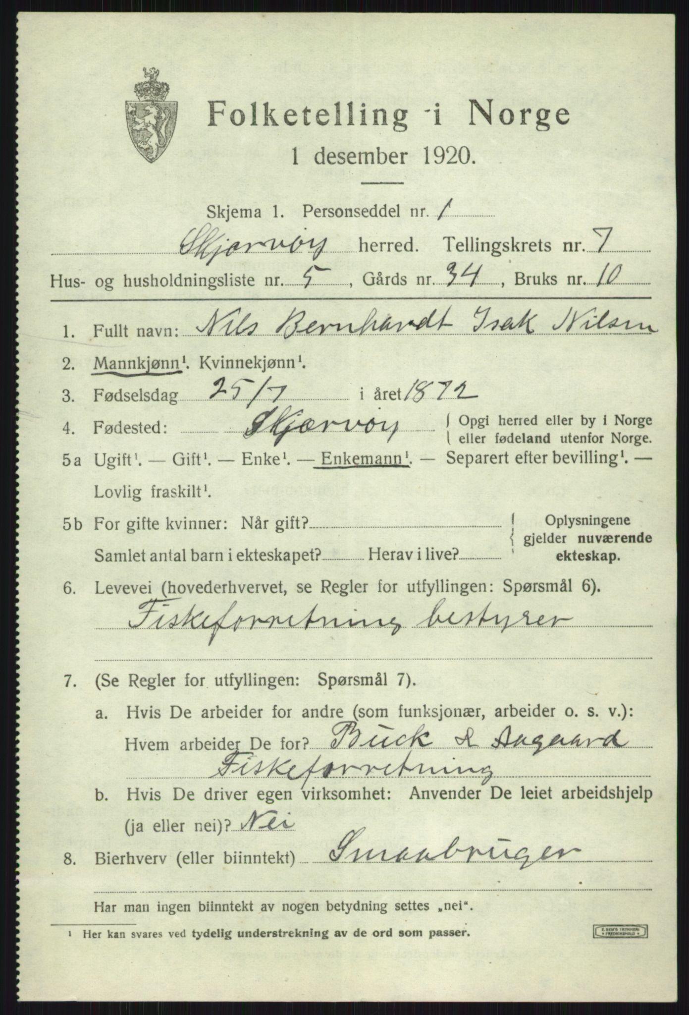 SATØ, 1920 census for Skjervøy, 1920, p. 4327