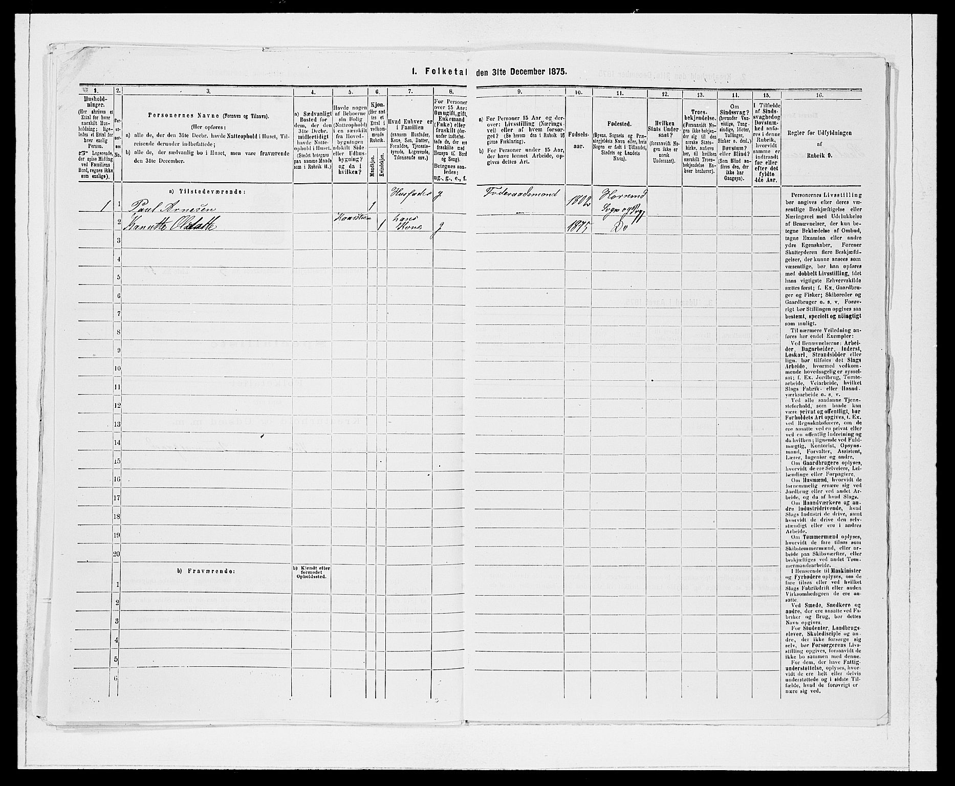 SAB, 1875 Census for 1444P Hornindal, 1875, p. 378