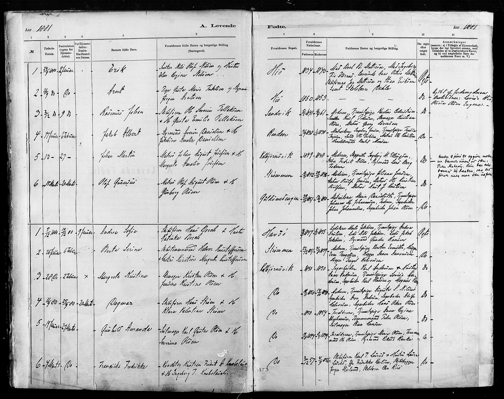 Hisøy sokneprestkontor, AV/SAK-1111-0020/F/Fa/L0003: Parish register (official) no. A 3, 1881-1894, p. 4