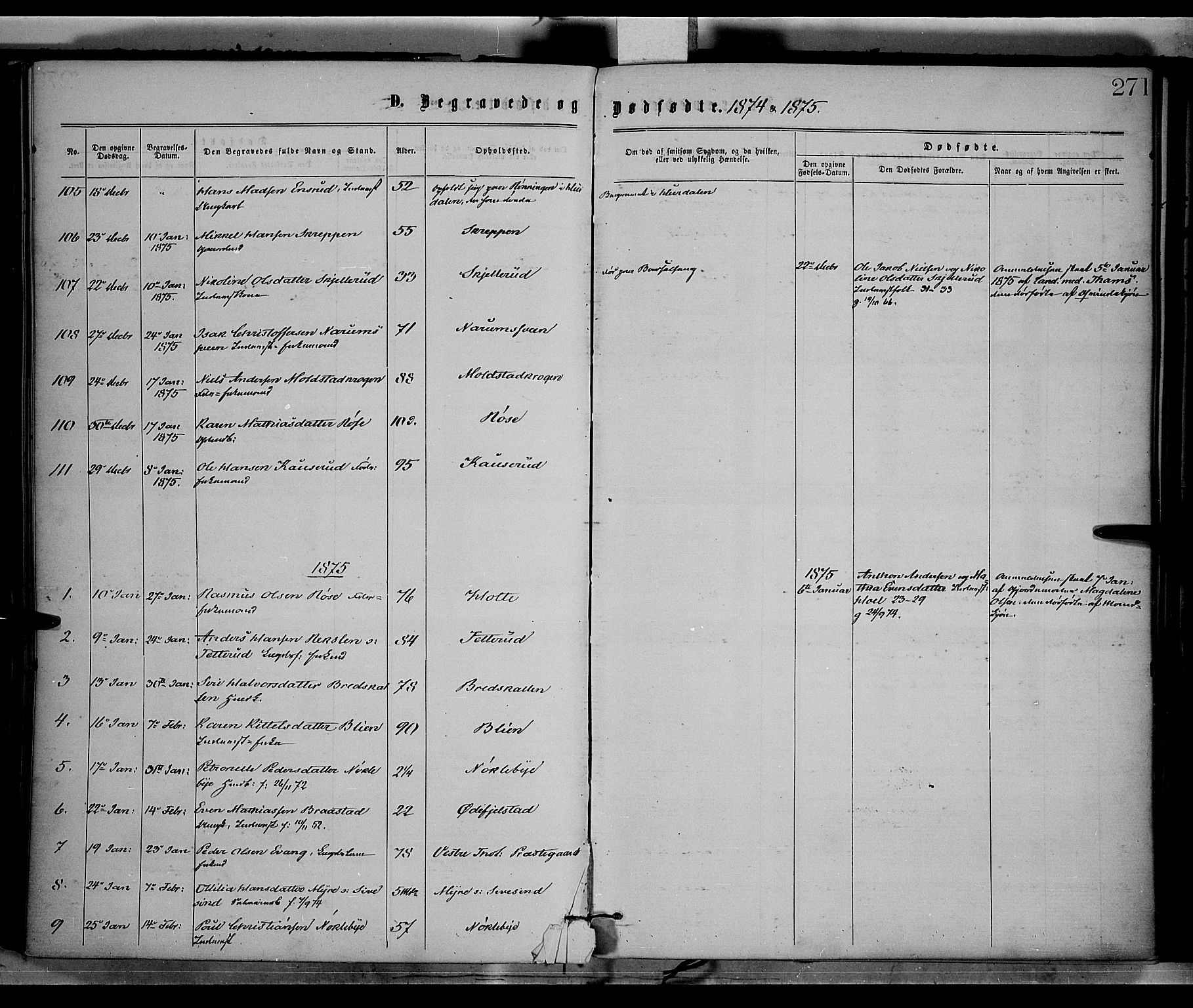 Vestre Toten prestekontor, SAH/PREST-108/H/Ha/Haa/L0008: Parish register (official) no. 8, 1870-1877, p. 271
