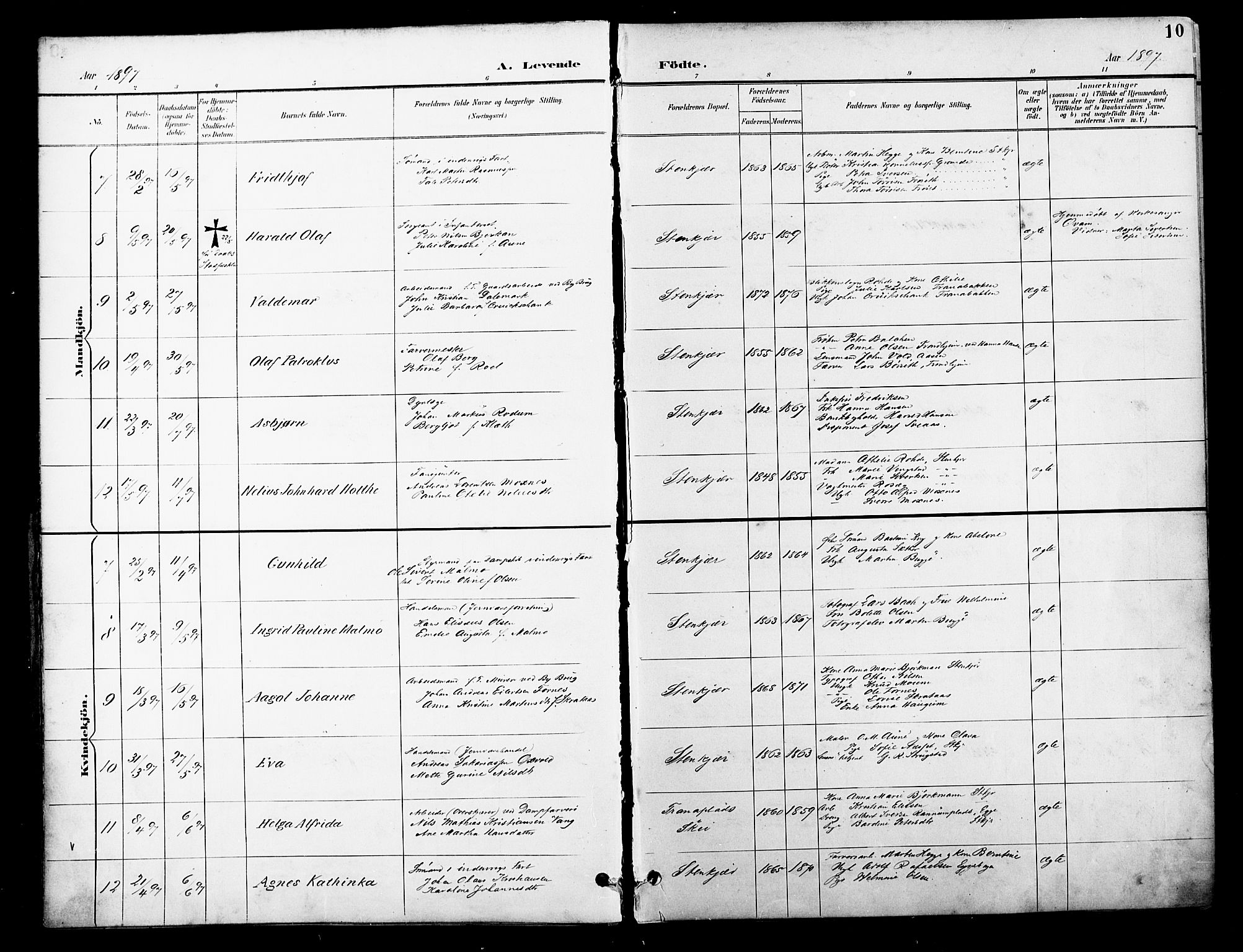 Ministerialprotokoller, klokkerbøker og fødselsregistre - Nord-Trøndelag, SAT/A-1458/739/L0372: Parish register (official) no. 739A04, 1895-1903, p. 10
