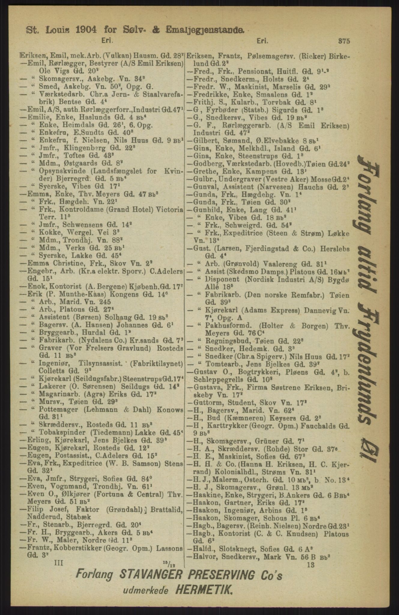 Kristiania/Oslo adressebok, PUBL/-, 1911, p. 375
