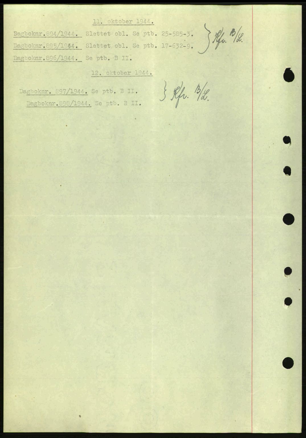 Nedenes sorenskriveri, AV/SAK-1221-0006/G/Gb/Gba/L0052: Mortgage book no. A6a, 1944-1945, Diary no: : 894/1944