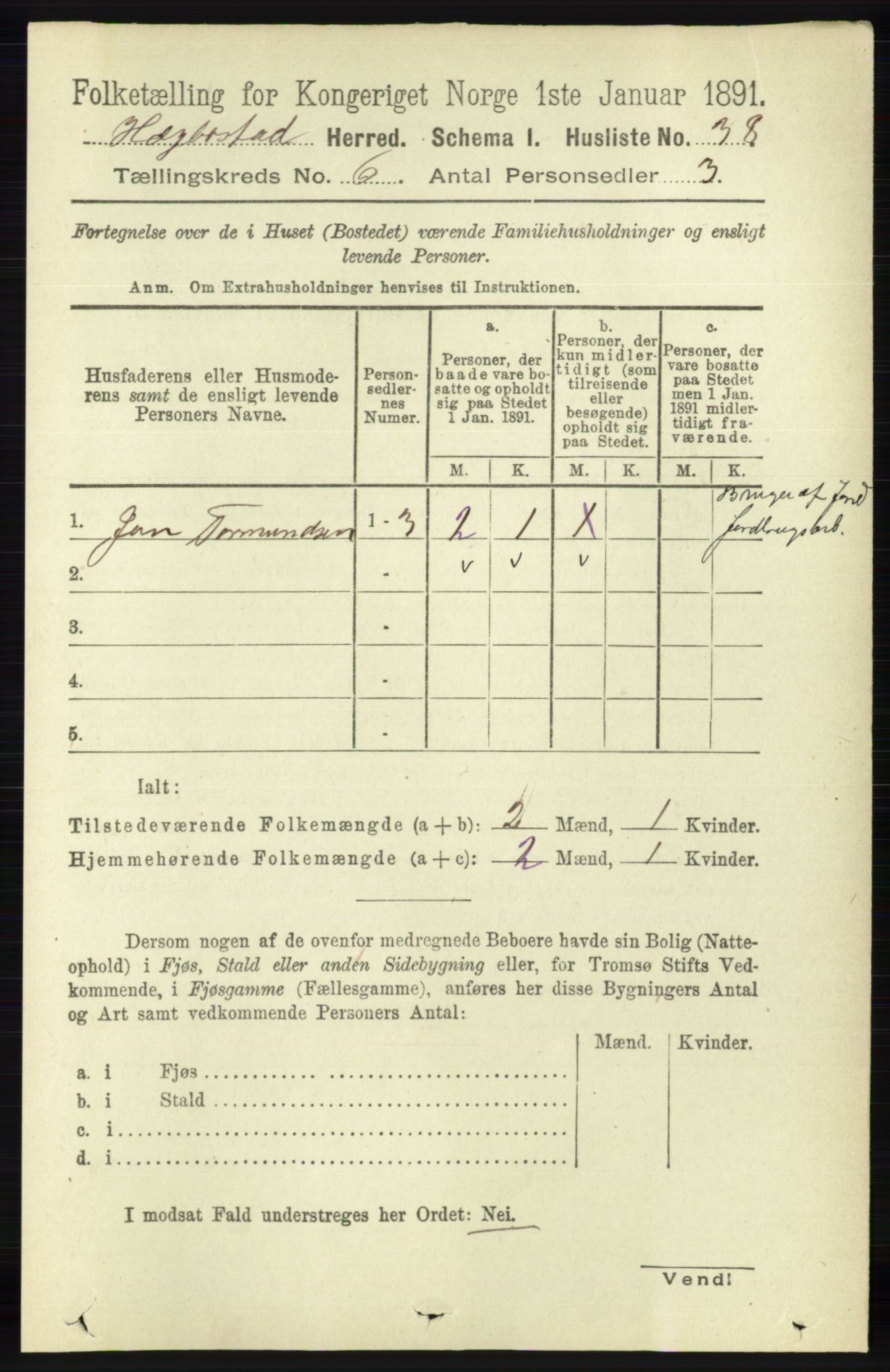 RA, 1891 census for 1034 Hægebostad, 1891, p. 1834