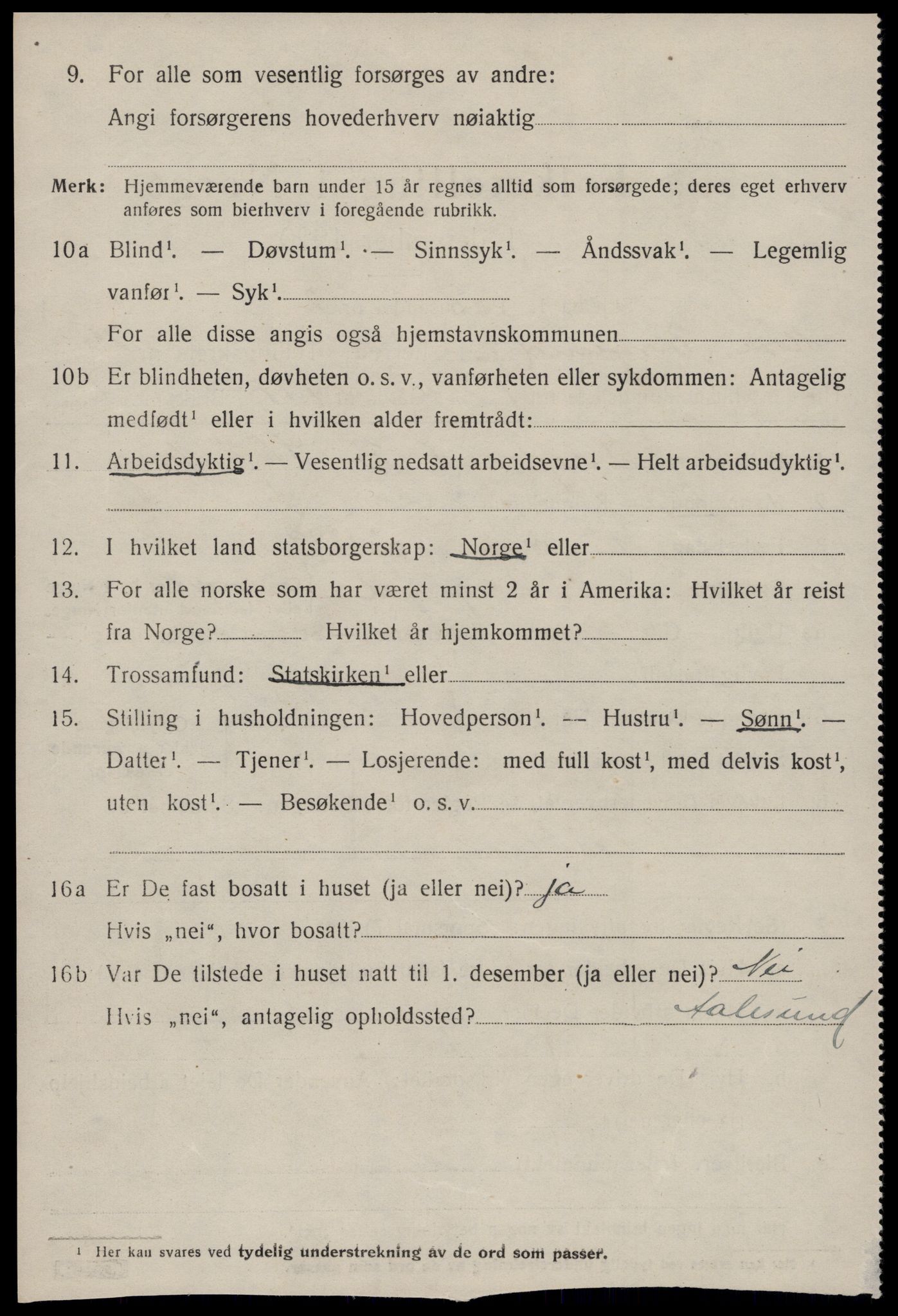 SAT, 1920 census for Borgund, 1920, p. 16801