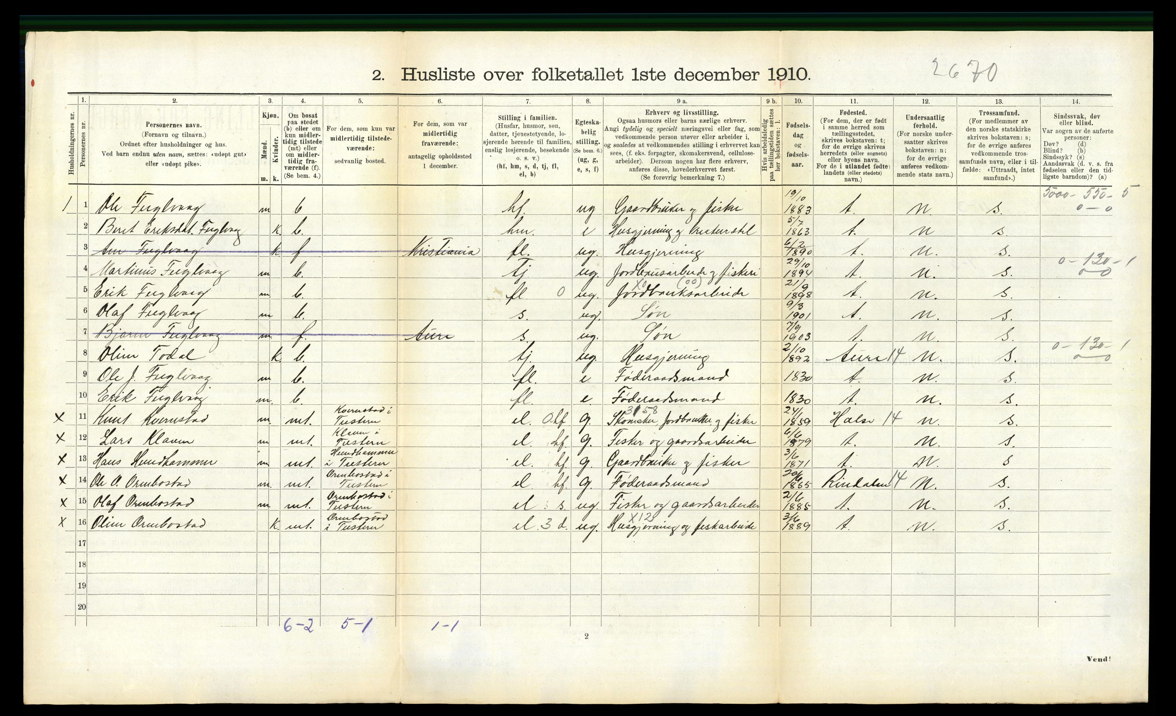 RA, 1910 census for Tustna, 1910, p. 513