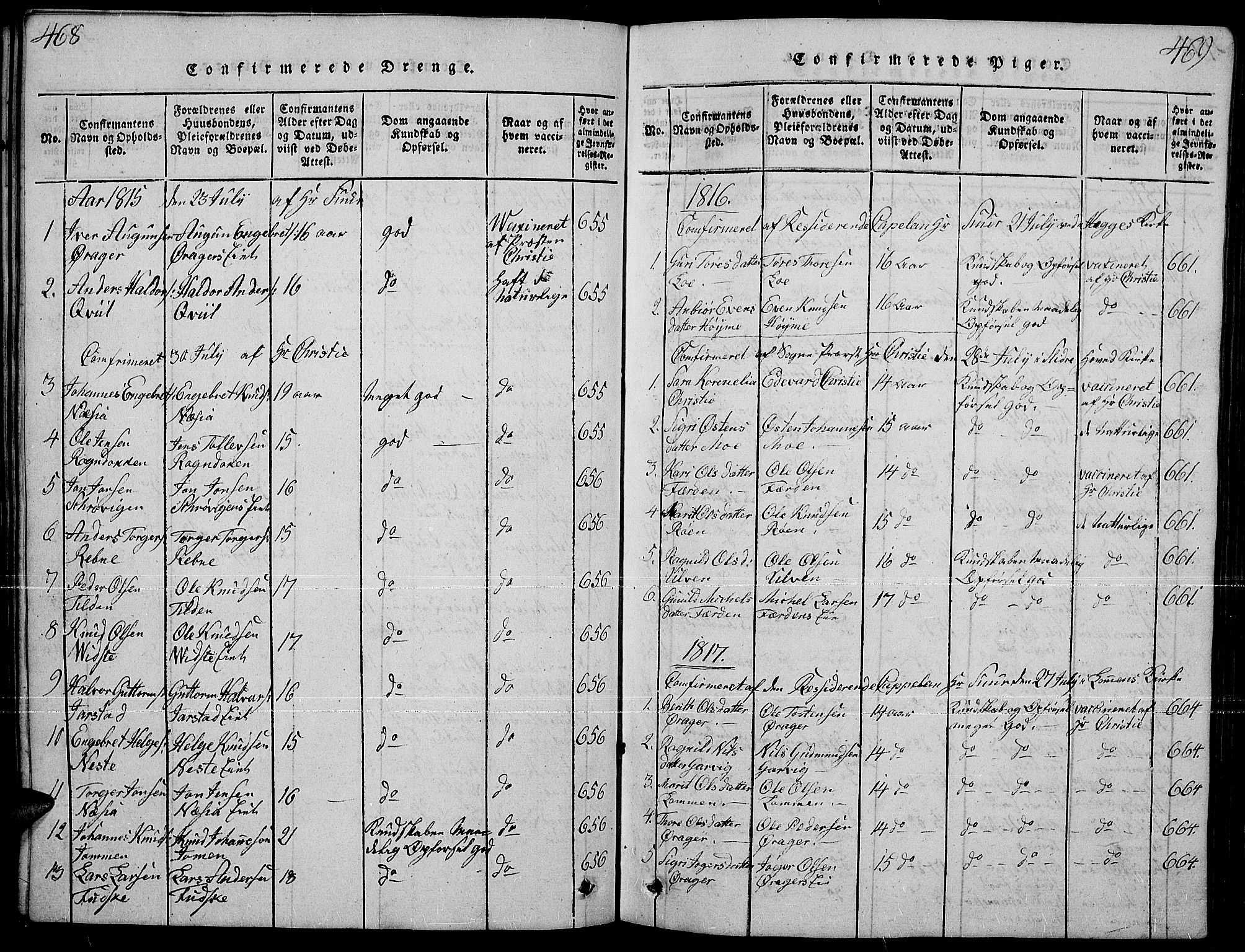 Slidre prestekontor, SAH/PREST-134/H/Ha/Hab/L0001: Parish register (copy) no. 1, 1814-1838, p. 468-469