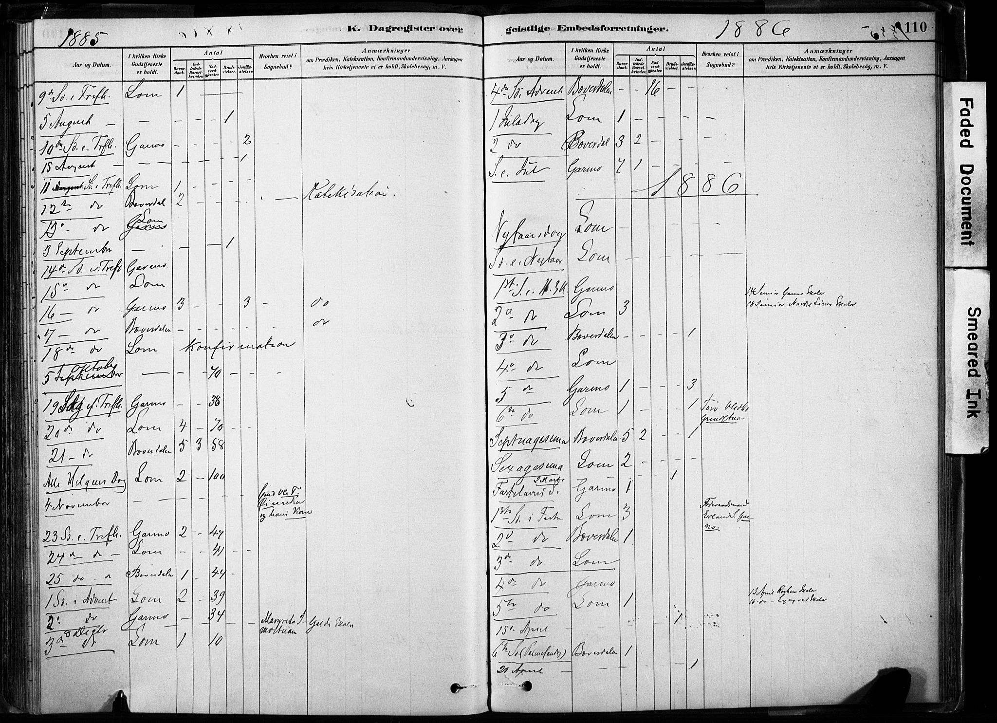 Lom prestekontor, SAH/PREST-070/K/L0009: Parish register (official) no. 9, 1878-1907, p. 110