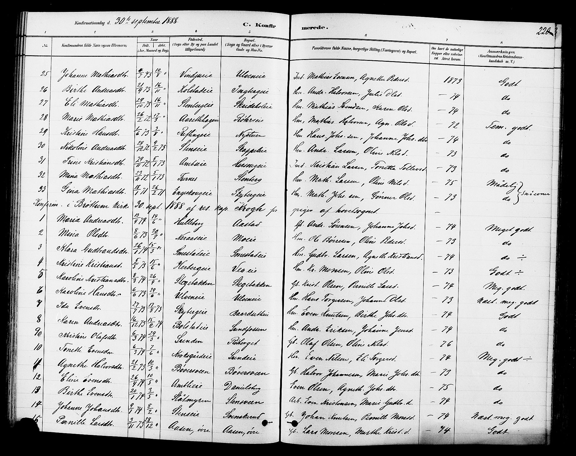 Ringsaker prestekontor, AV/SAH-PREST-014/L/La/L0009: Parish register (copy) no. 9, 1879-1890, p. 220