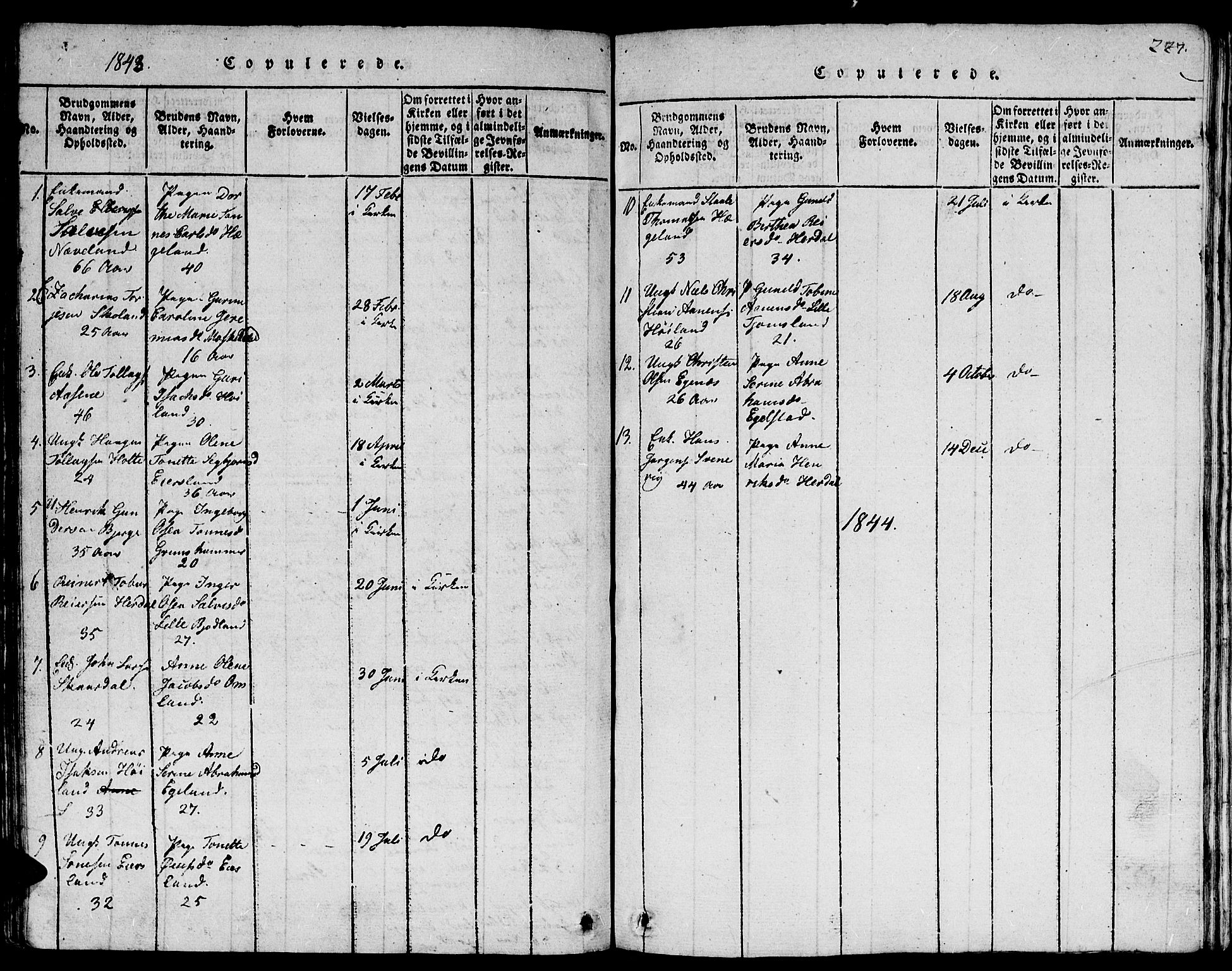 Lyngdal sokneprestkontor, SAK/1111-0029/F/Fb/Fbc/L0001: Parish register (copy) no. B 1, 1815-1844, p. 227