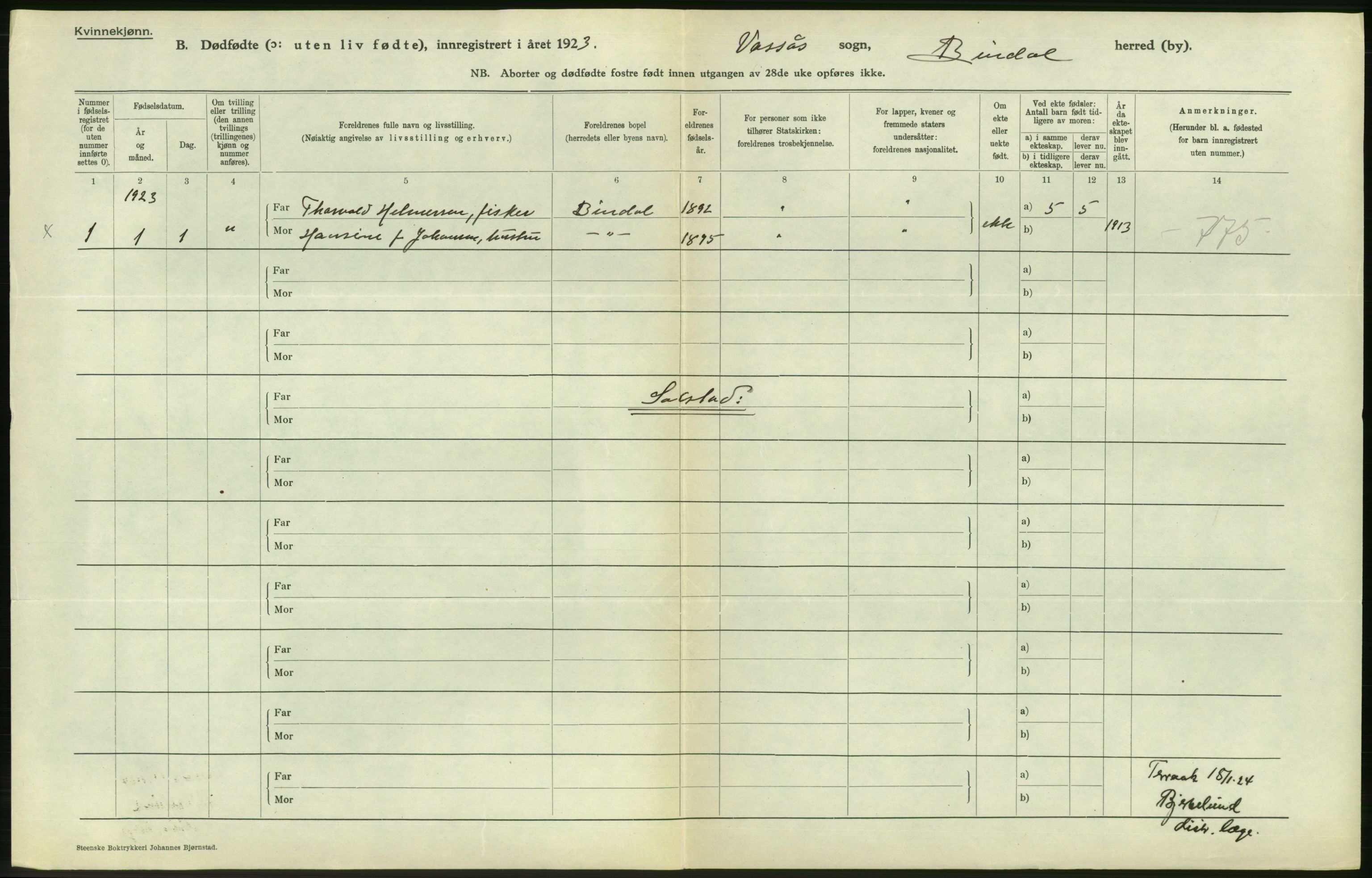 Statistisk sentralbyrå, Sosiodemografiske emner, Befolkning, AV/RA-S-2228/D/Df/Dfc/Dfcc/L0042: Nordland fylke: Levendefødte menn og kvinner. Byer. Samt gifte, dødfødte. Bygder og byer., 1923, p. 500