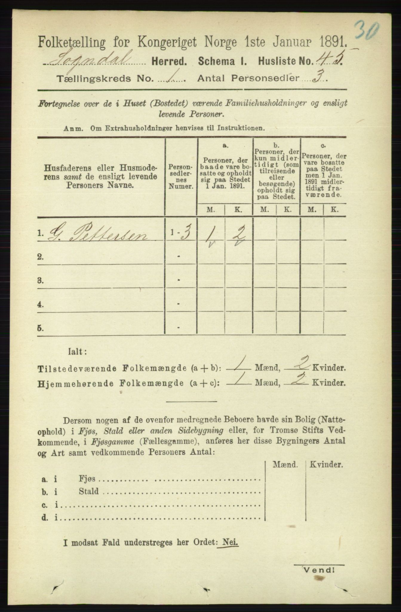 RA, 1891 census for 1111 Sokndal, 1891, p. 71