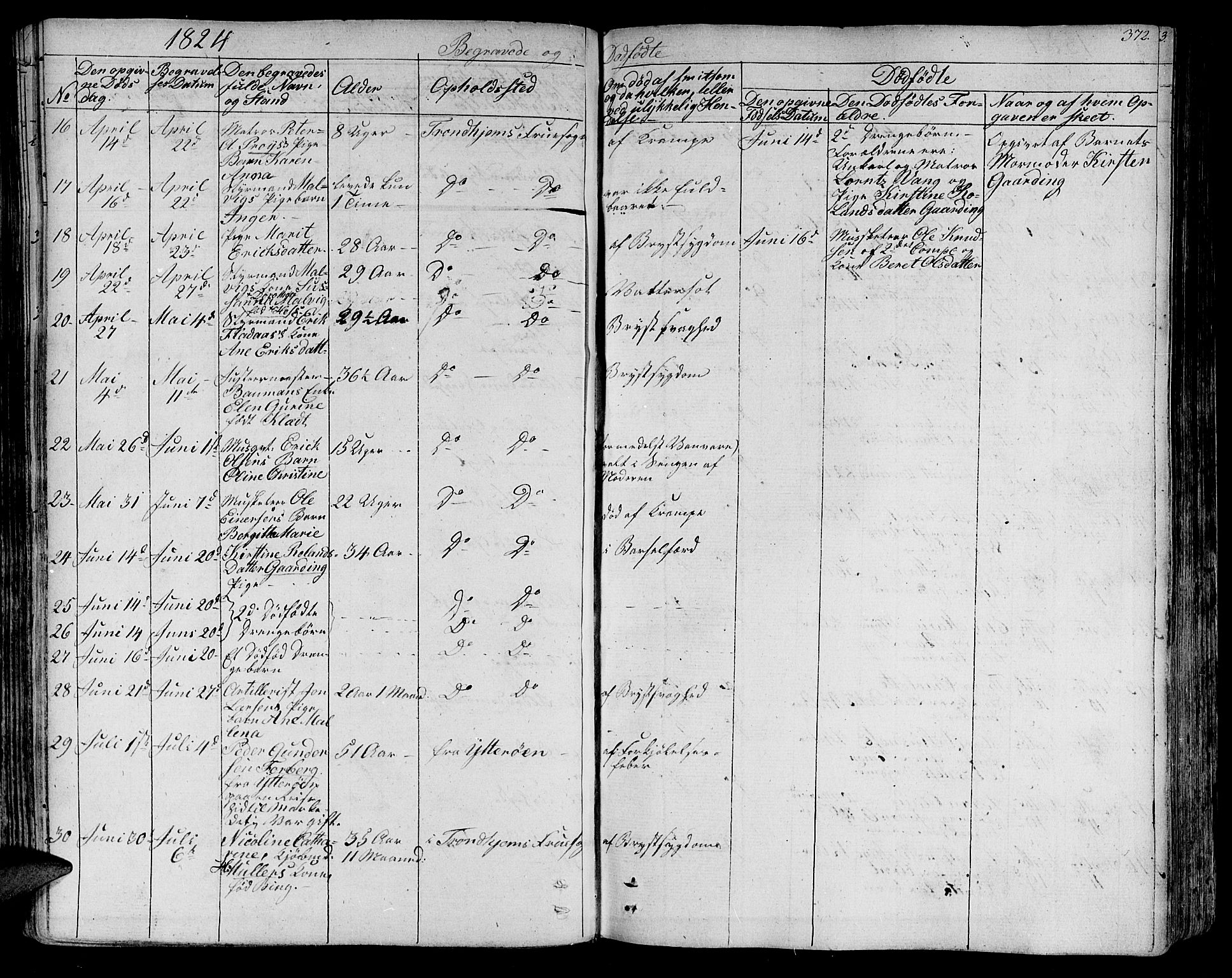 Ministerialprotokoller, klokkerbøker og fødselsregistre - Sør-Trøndelag, SAT/A-1456/602/L0109: Parish register (official) no. 602A07, 1821-1840, p. 372