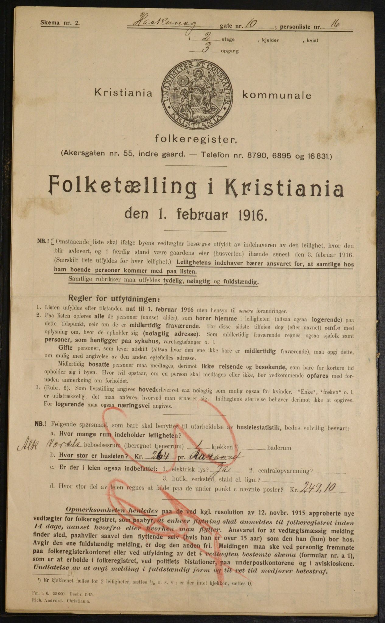 OBA, Municipal Census 1916 for Kristiania, 1916, p. 43403