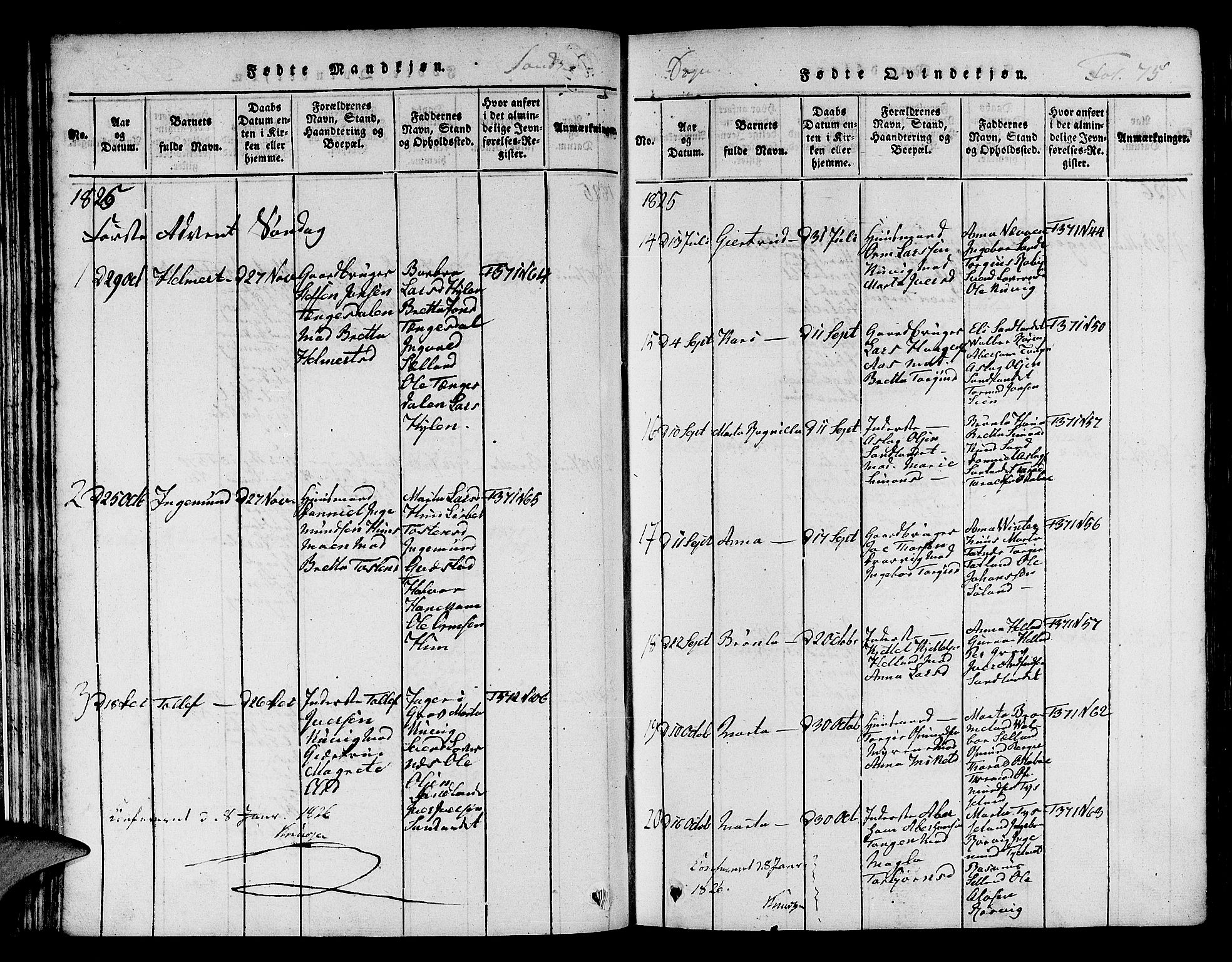 Jelsa sokneprestkontor, AV/SAST-A-101842/01/V: Parish register (copy) no. B 1 /2, 1816-1828, p. 75