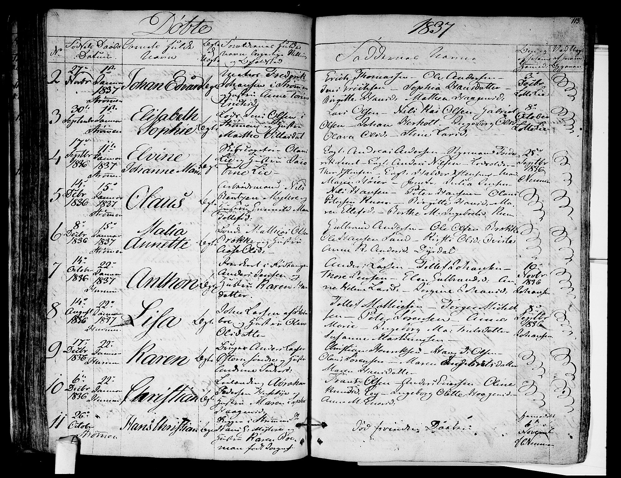 Hurum kirkebøker, AV/SAKO-A-229/F/Fa/L0010: Parish register (official) no. 10, 1827-1846, p. 113