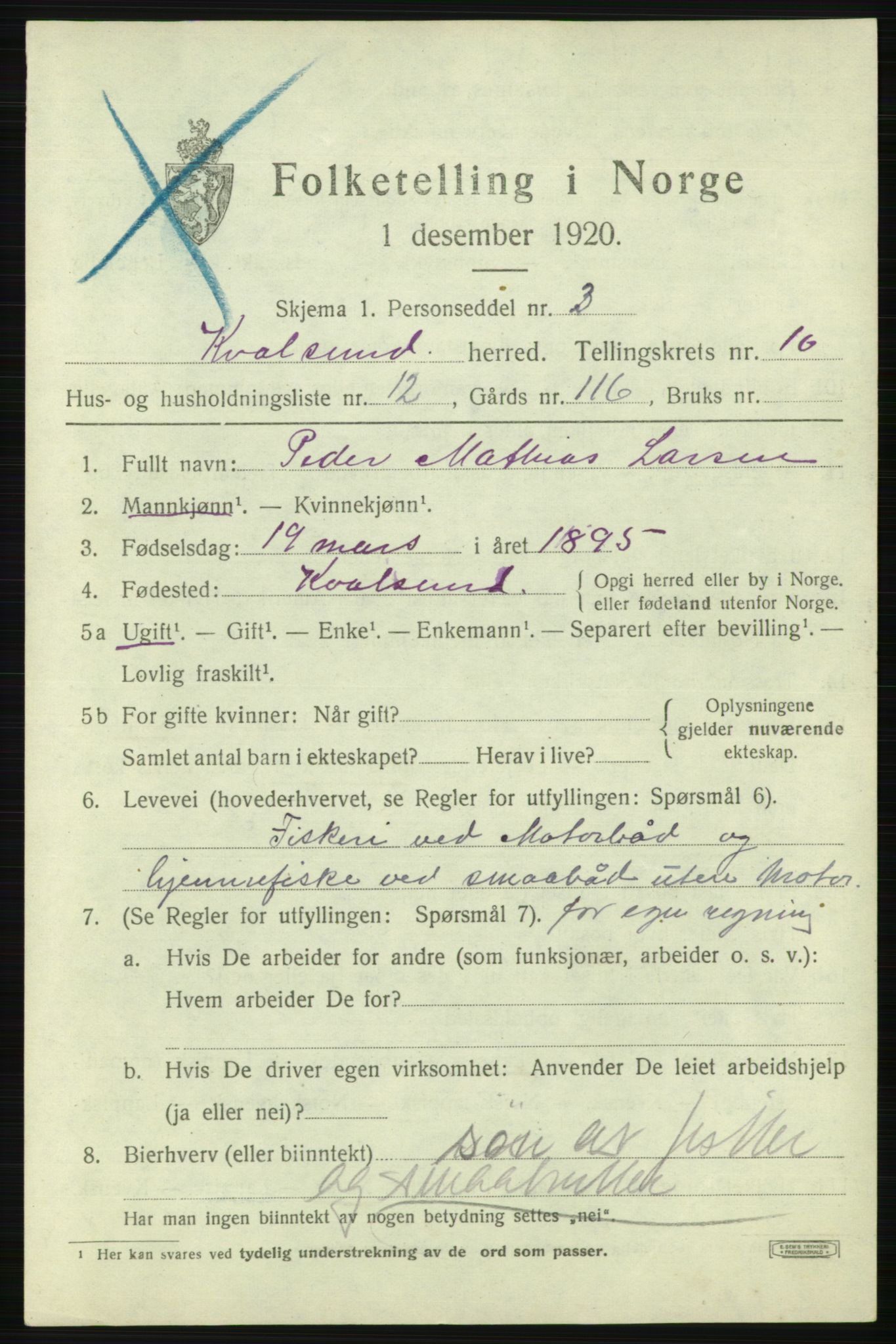 SATØ, 1920 census for , 1920, p. 3082