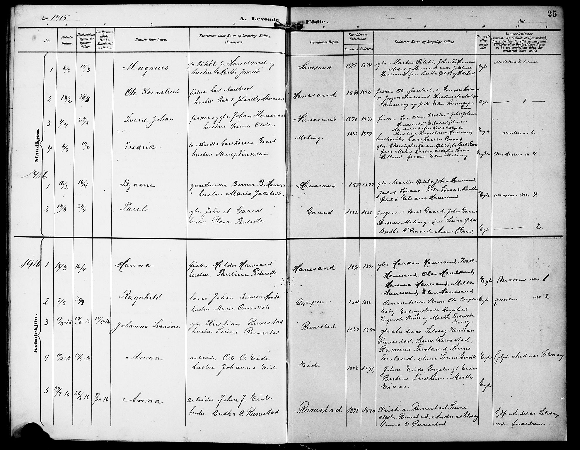 Finnøy sokneprestkontor, SAST/A-101825/H/Ha/Hab/L0005: Parish register (copy) no. B 5, 1891-1916, p. 25