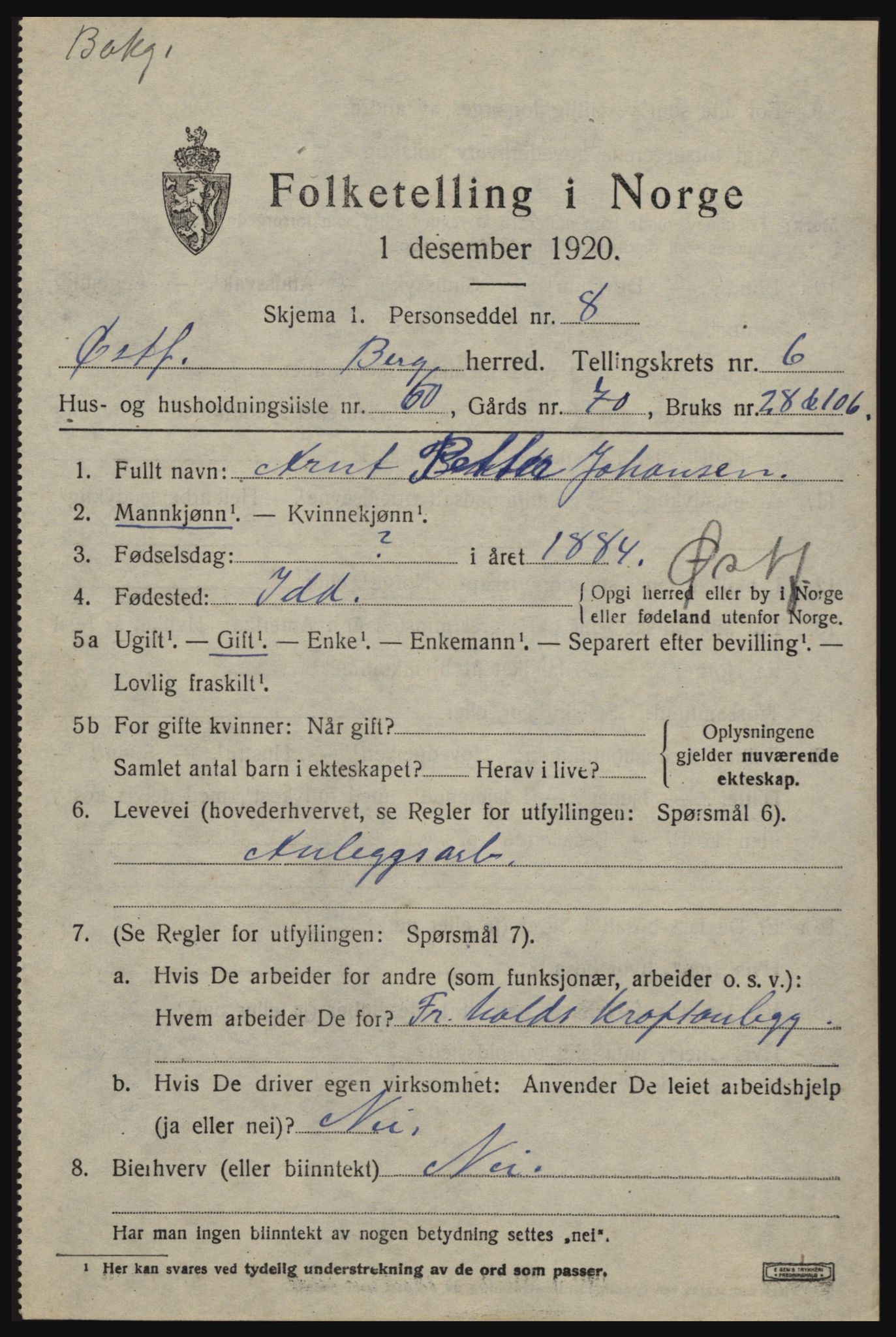 SAO, 1920 census for Berg, 1920, p. 11239