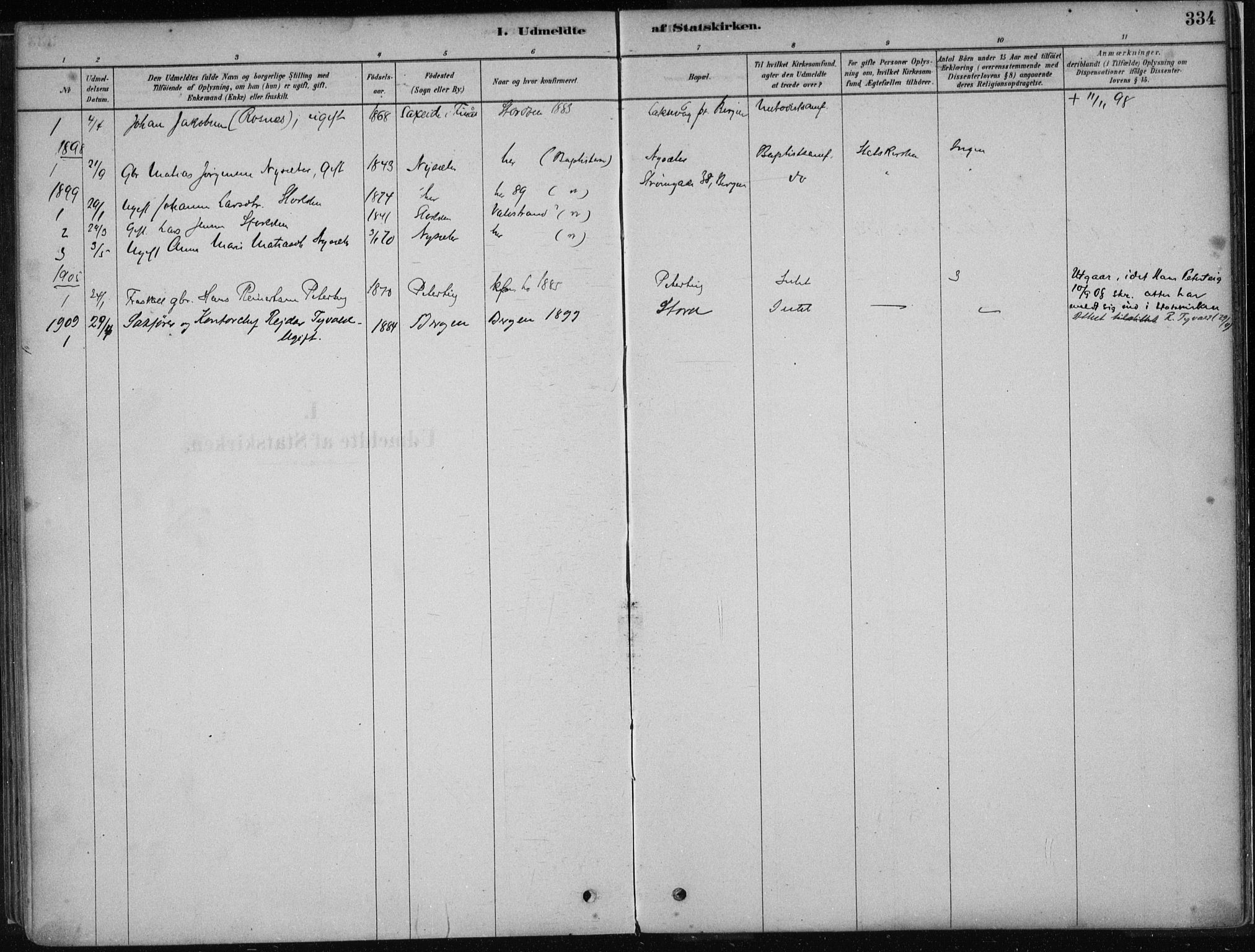 Stord sokneprestembete, SAB/A-78201/H/Haa: Parish register (official) no. B 2, 1878-1913, p. 334