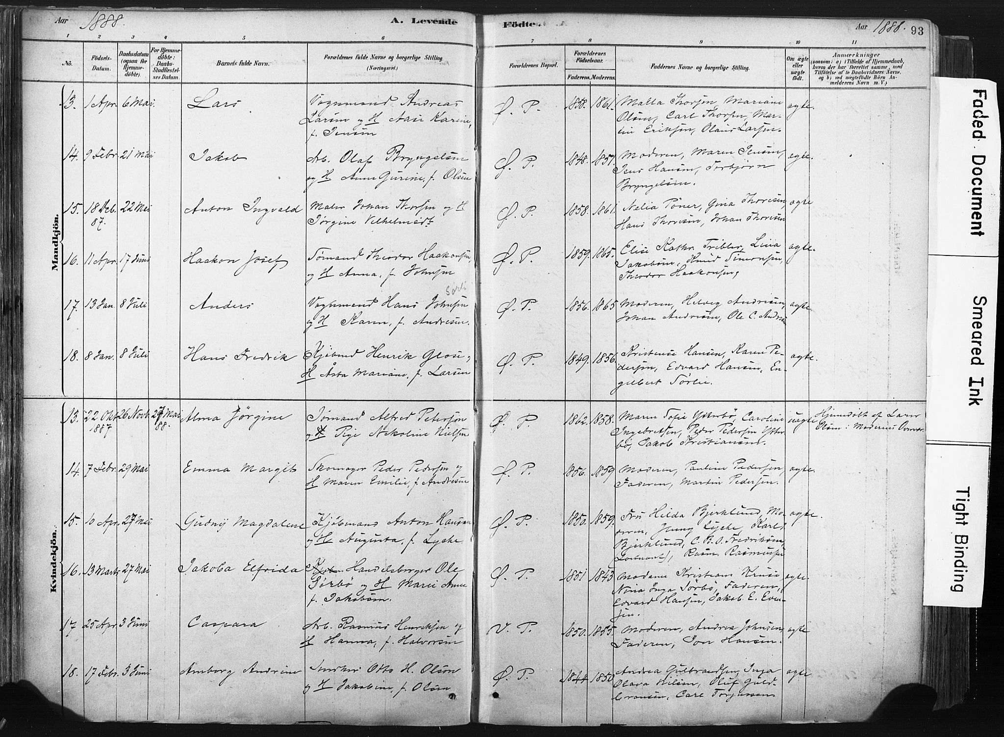 Porsgrunn kirkebøker , AV/SAKO-A-104/F/Fa/L0008: Parish register (official) no. 8, 1878-1895, p. 93