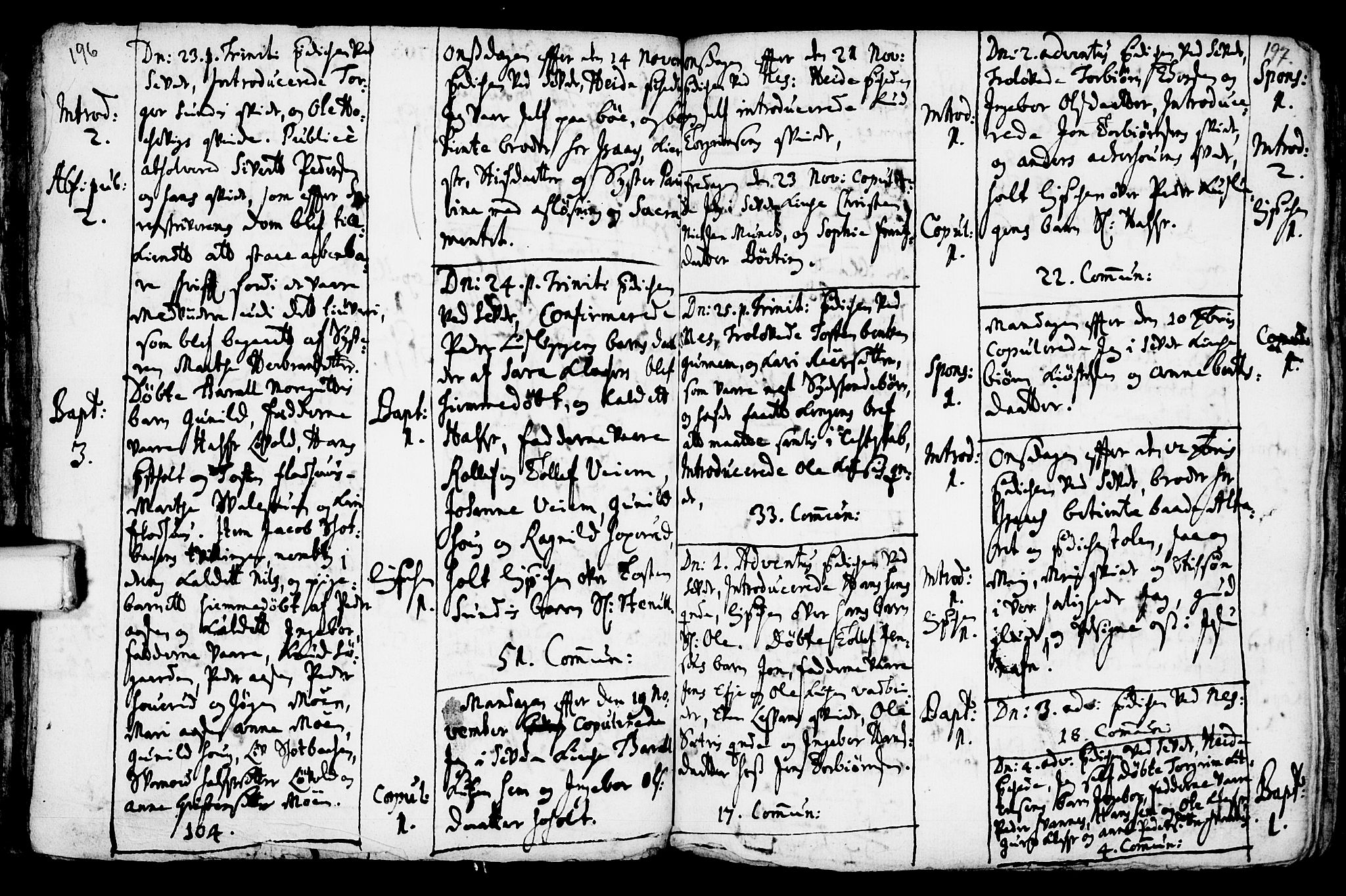 Sauherad kirkebøker, SAKO/A-298/F/Fa/L0002: Parish register (official) no. I 2, 1681-1720, p. 196-197