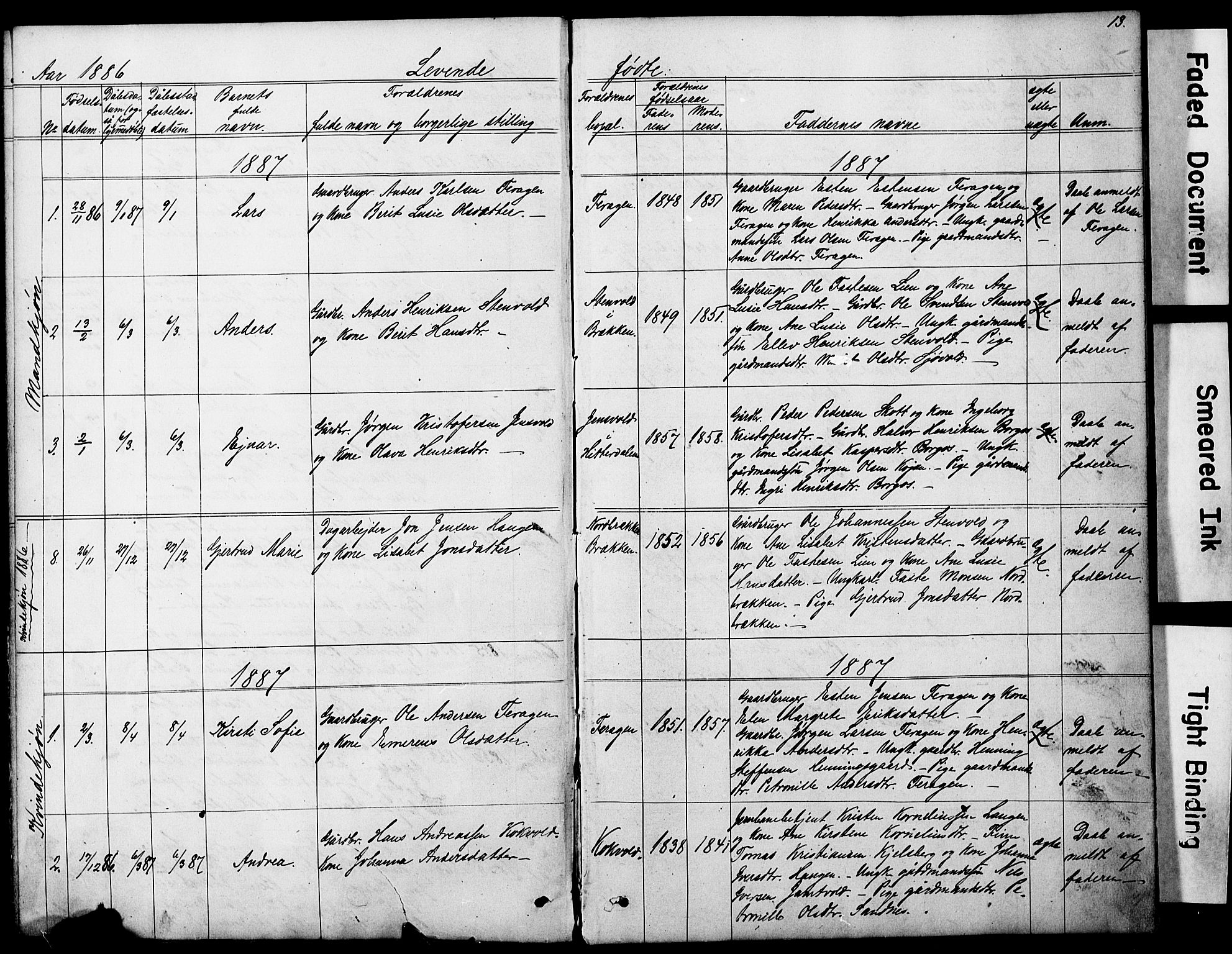 Ministerialprotokoller, klokkerbøker og fødselsregistre - Sør-Trøndelag, SAT/A-1456/683/L0949: Parish register (copy) no. 683C01, 1880-1896, p. 13