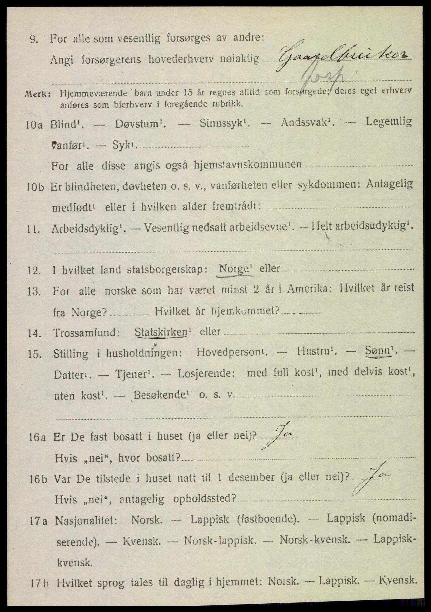 SAT, 1920 census for Vefsn, 1920, p. 2844