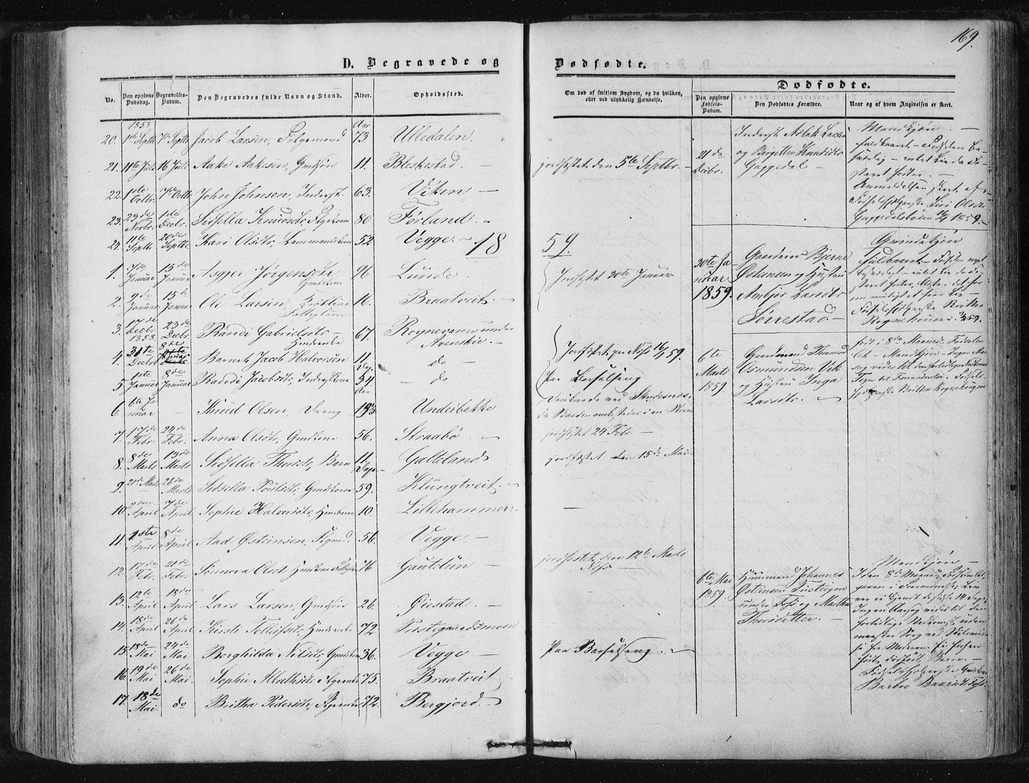 Suldal sokneprestkontor, AV/SAST-A-101845/01/IV/L0009: Parish register (official) no. A 9, 1854-1868, p. 169