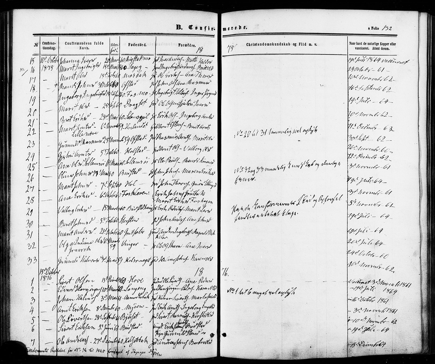 Ministerialprotokoller, klokkerbøker og fødselsregistre - Sør-Trøndelag, AV/SAT-A-1456/672/L0856: Parish register (official) no. 672A08, 1861-1881, p. 132