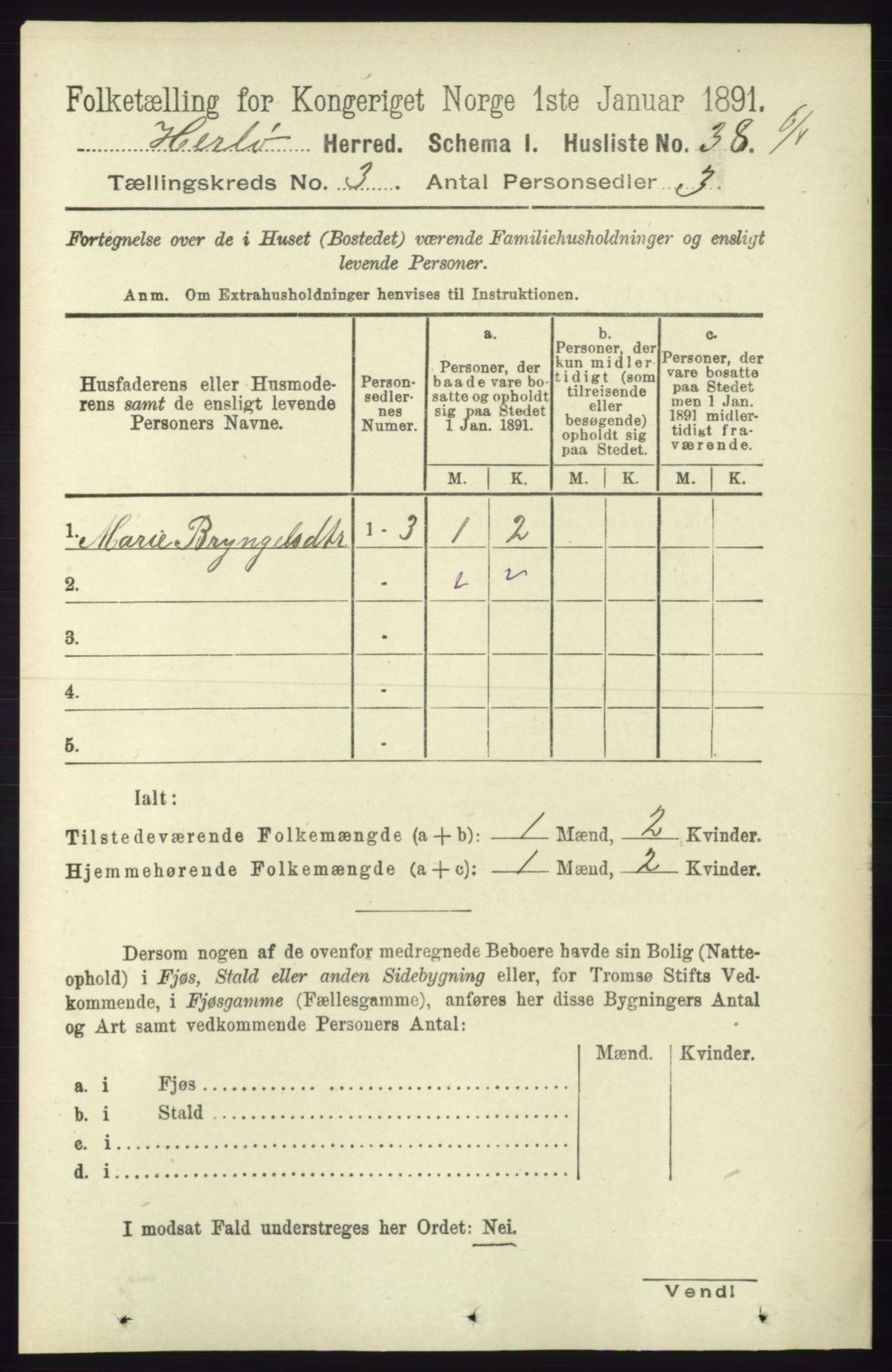 RA, 1891 census for 1258 Herdla, 1891, p. 1056