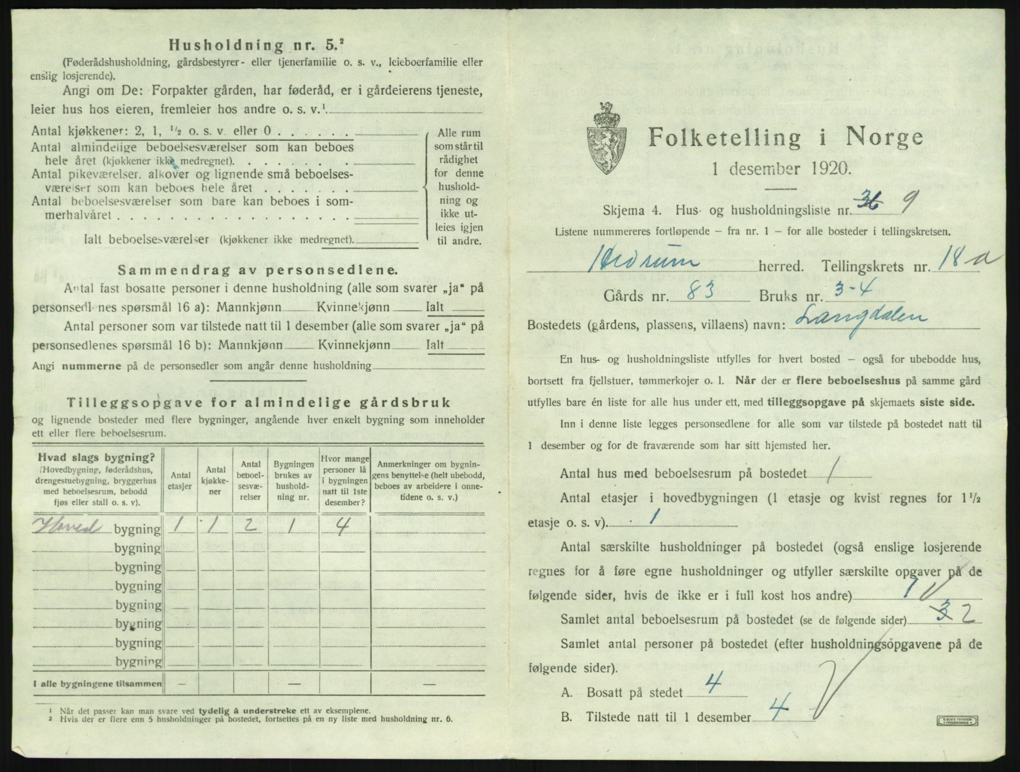 SAKO, 1920 census for Hedrum, 1920, p. 1581