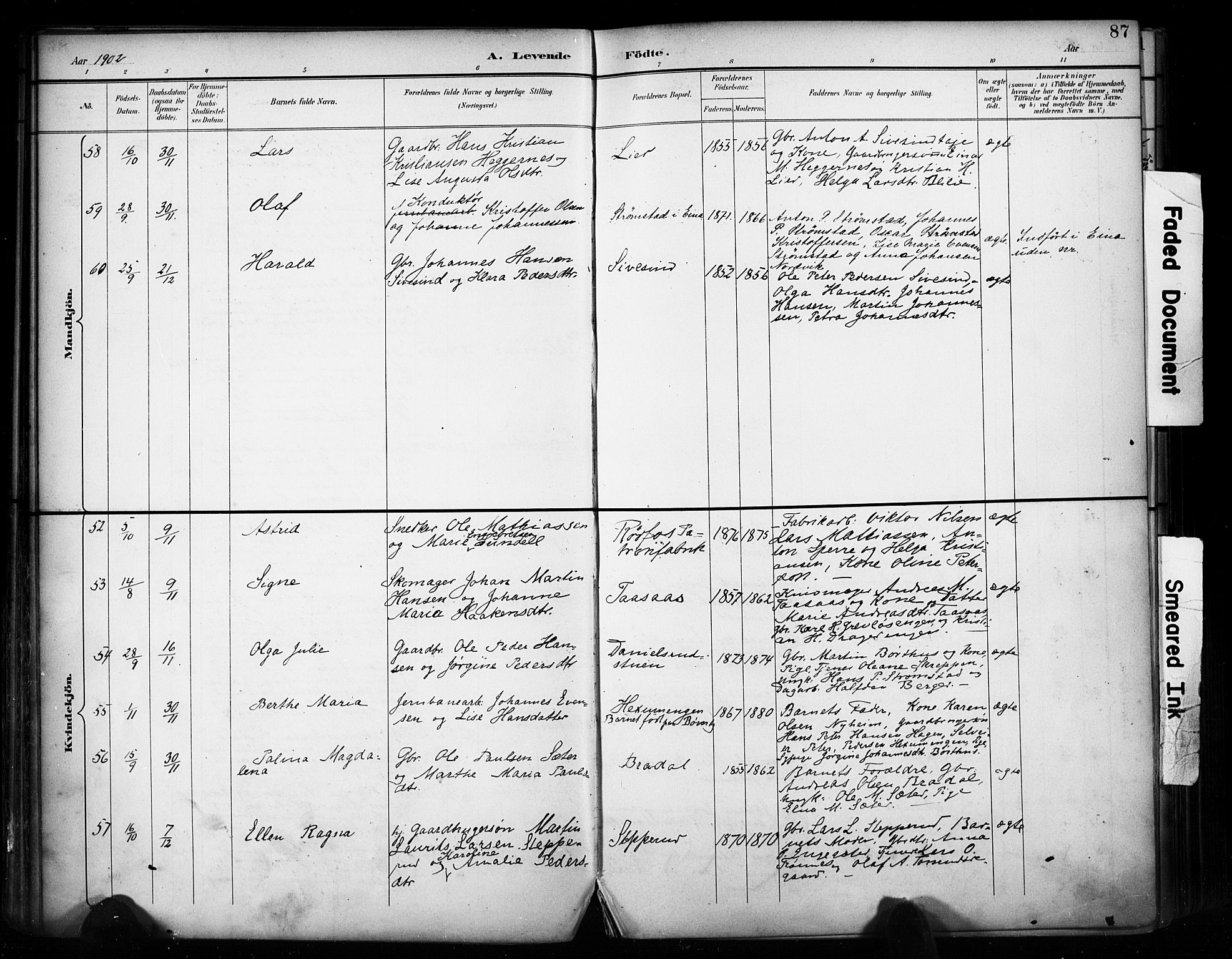 Vestre Toten prestekontor, AV/SAH-PREST-108/H/Ha/Haa/L0011: Parish register (official) no. 11, 1895-1906, p. 87