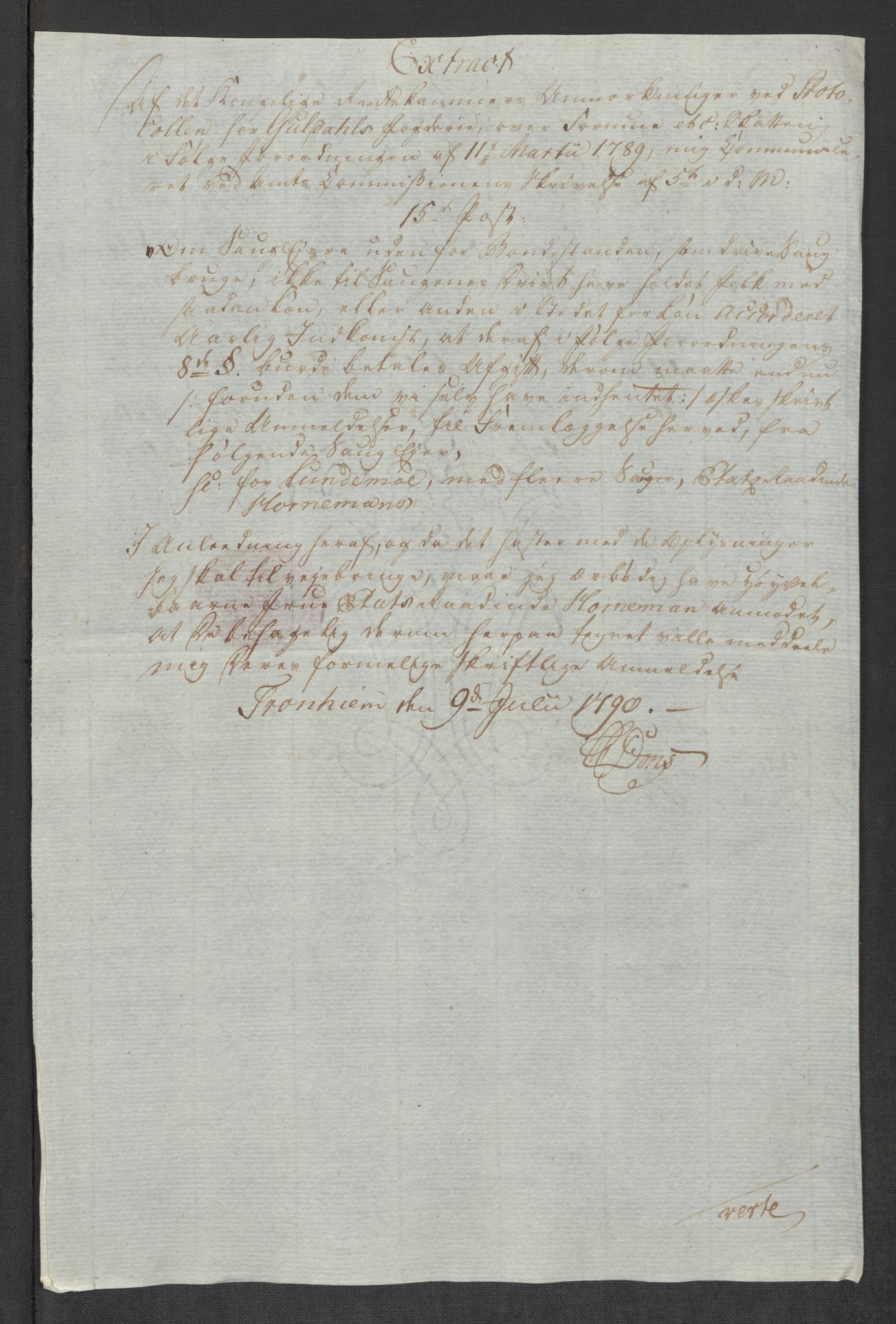 Rentekammeret inntil 1814, Reviderte regnskaper, Mindre regnskaper, AV/RA-EA-4068/Rf/Rfe/L0032: Numedal og Sandsvær fogderi, Orkdal og Gauldal fogderi, 1789, p. 192