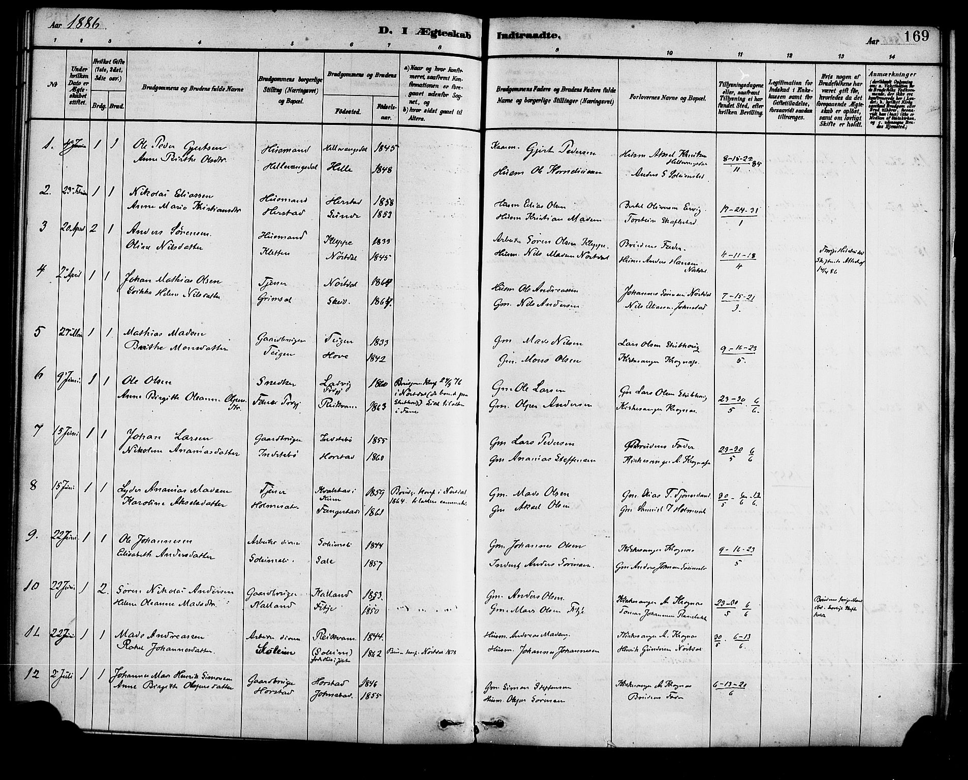 Førde sokneprestembete, SAB/A-79901/H/Haa/Haad/L0001: Parish register (official) no. D 1, 1881-1898, p. 169