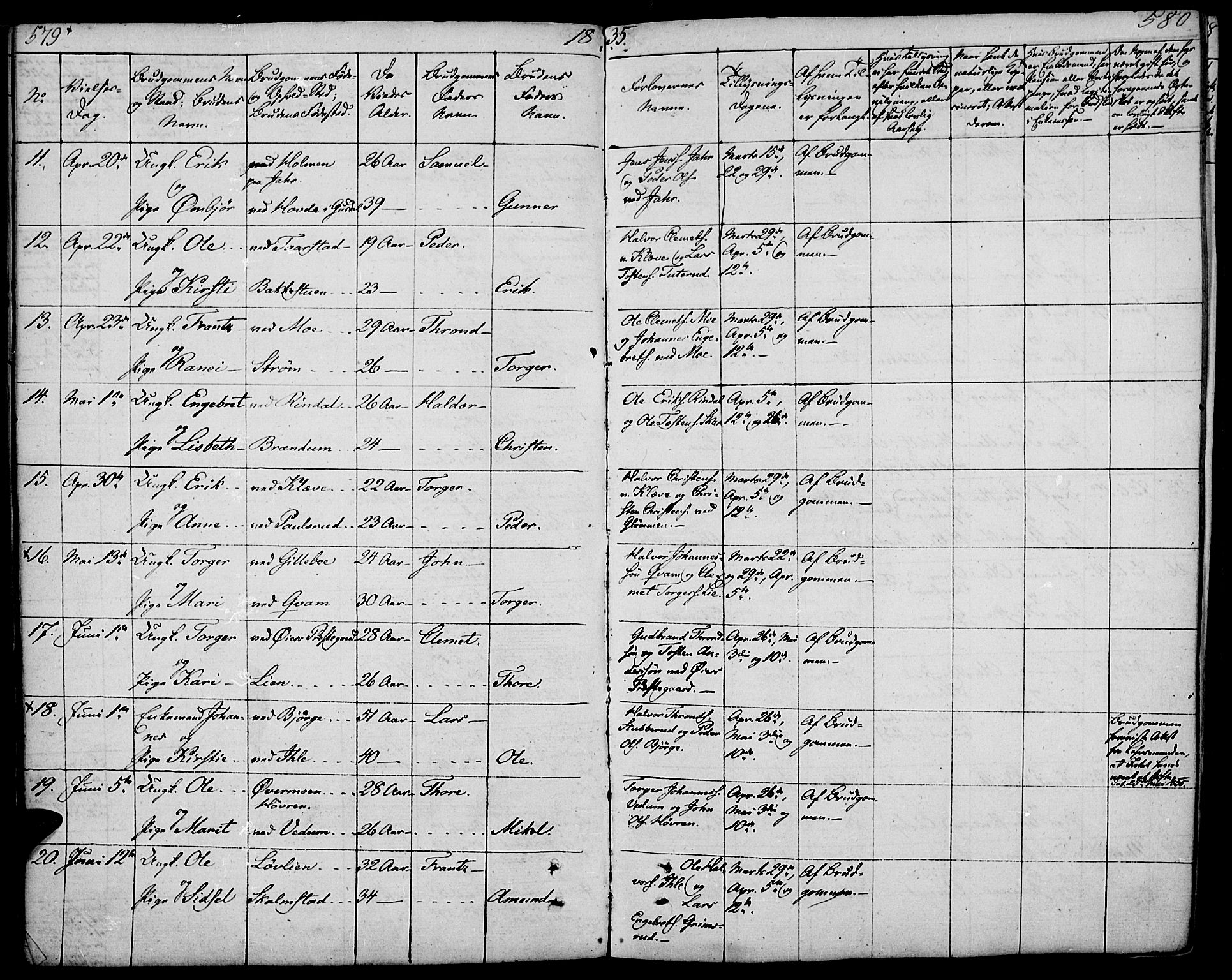 Øyer prestekontor, AV/SAH-PREST-084/H/Ha/Haa/L0004: Parish register (official) no. 4, 1824-1841, p. 579-580