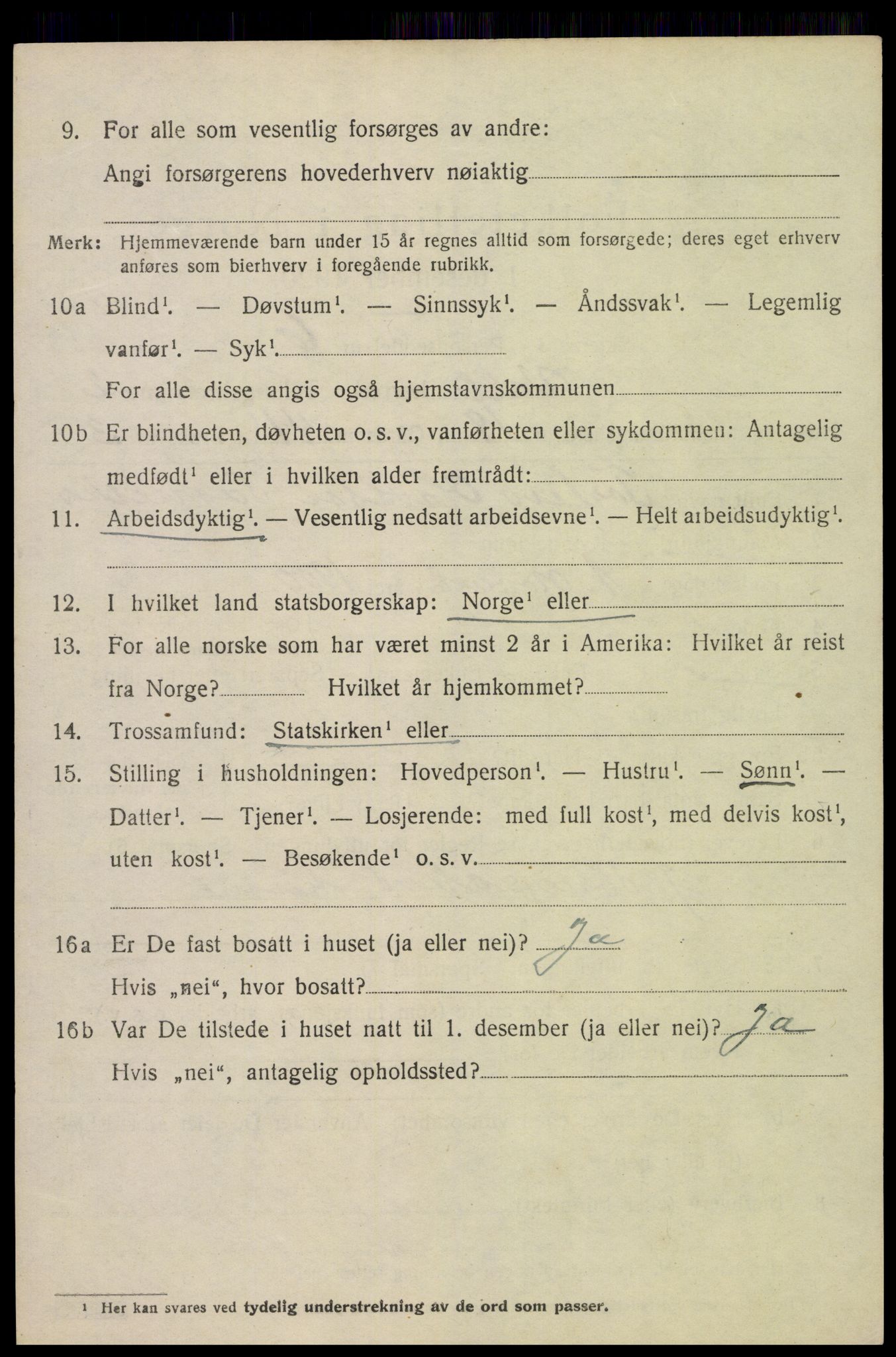 SAK, 1920 census for Valle, 1920, p. 1144