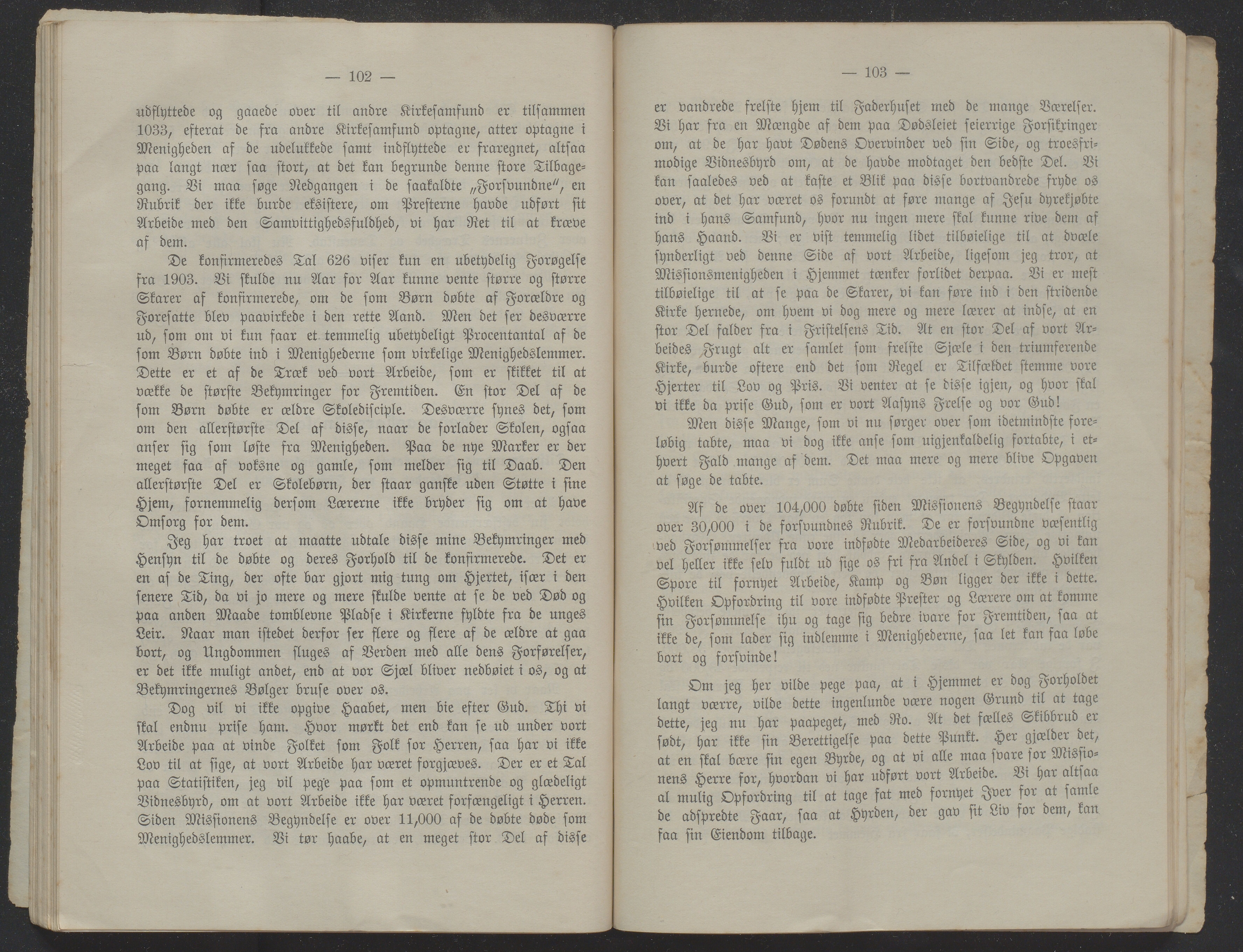 Det Norske Misjonsselskap - hovedadministrasjonen, VID/MA-A-1045/D/Db/Dba/L0340/0005: Beretninger, Bøker, Skrifter o.l   / Årsberetninger. Heftet. 63. , 1904, p. 102-103