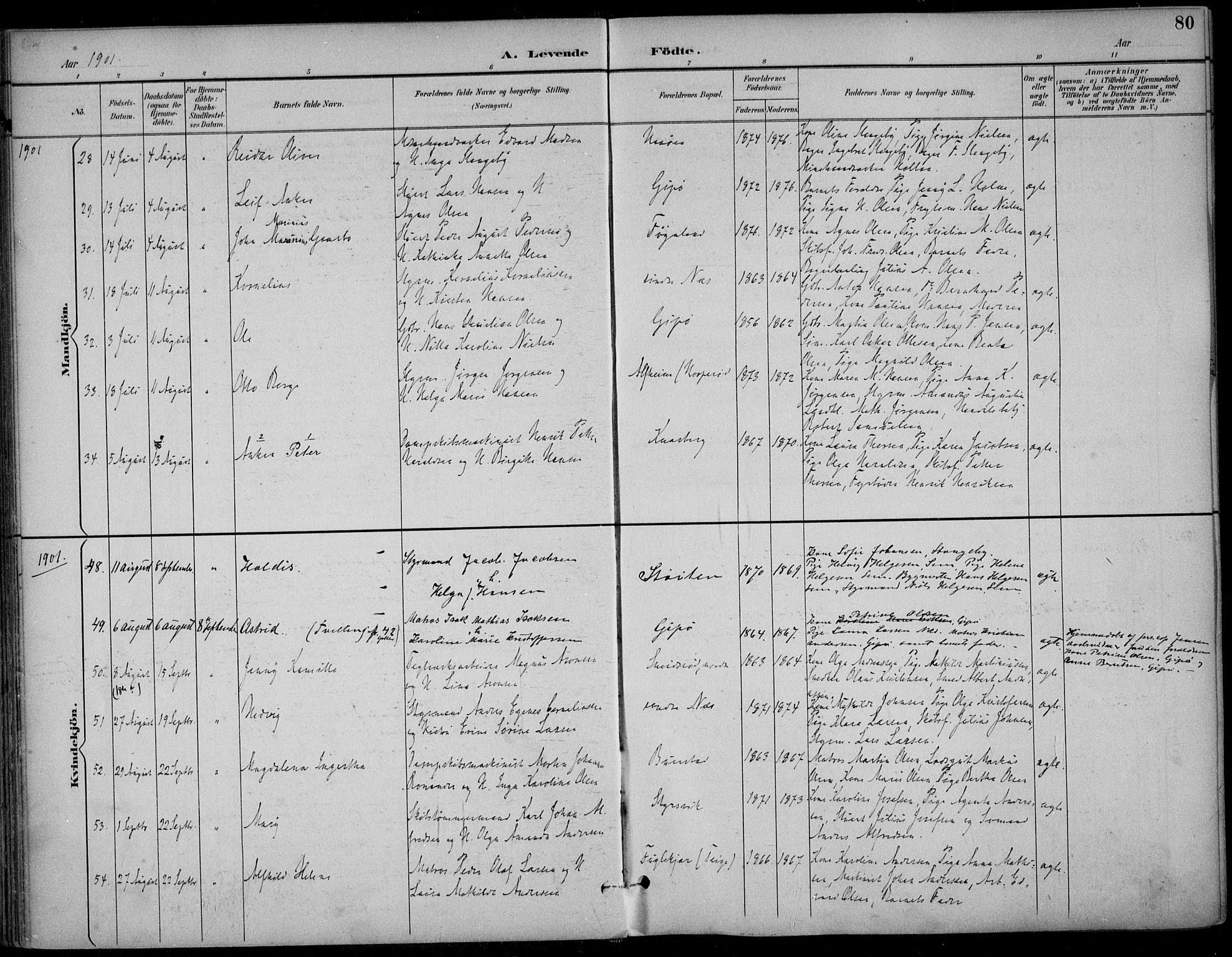 Nøtterøy kirkebøker, AV/SAKO-A-354/F/Fa/L0009: Parish register (official) no. I 9, 1894-1907, p. 80