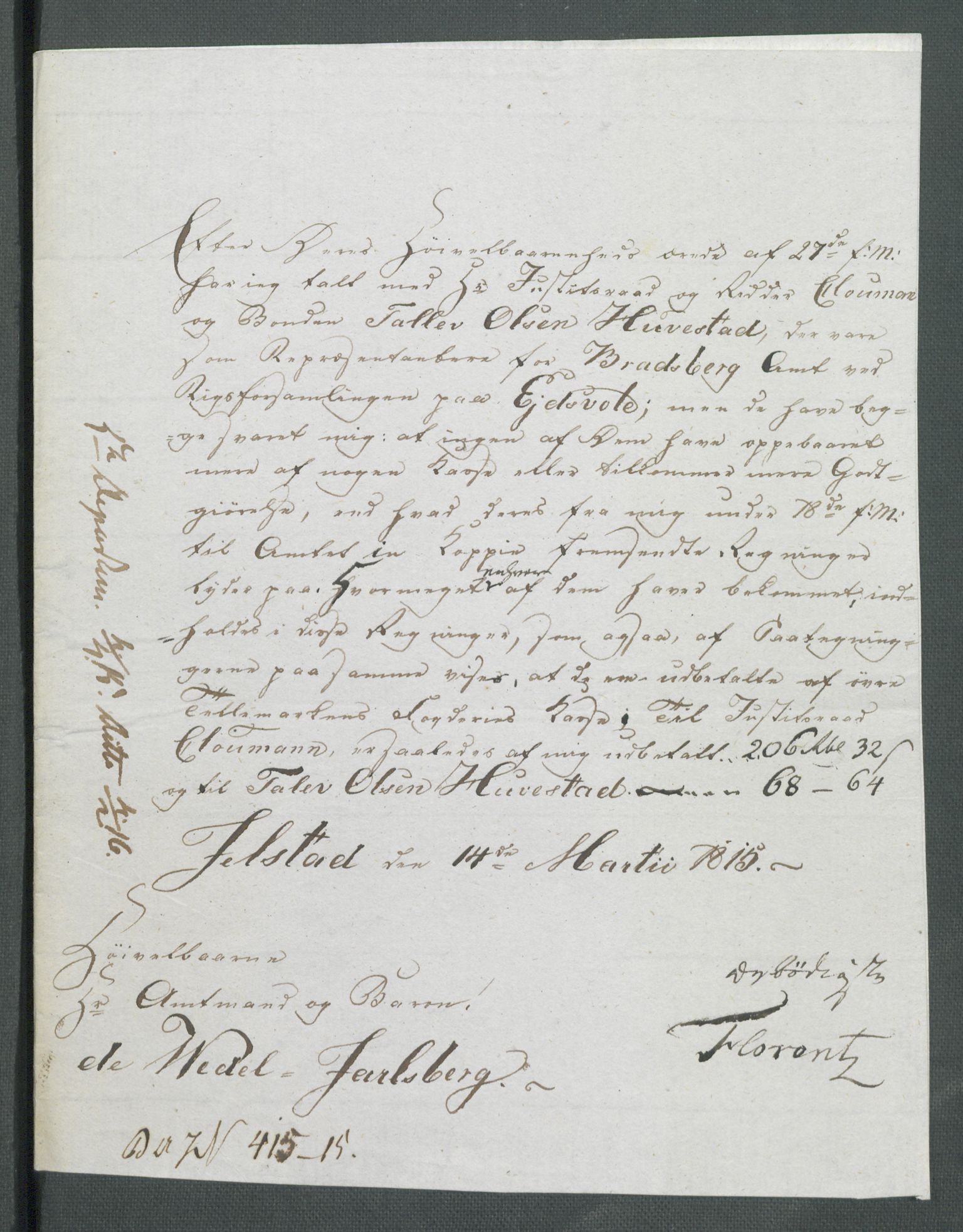 5. departement for finans-, handels- og tollfaget, AV/RA-S-3893/C/Cb/L0014: Regninger fra Riksforsamlingens deputerede, 1814, p. 216