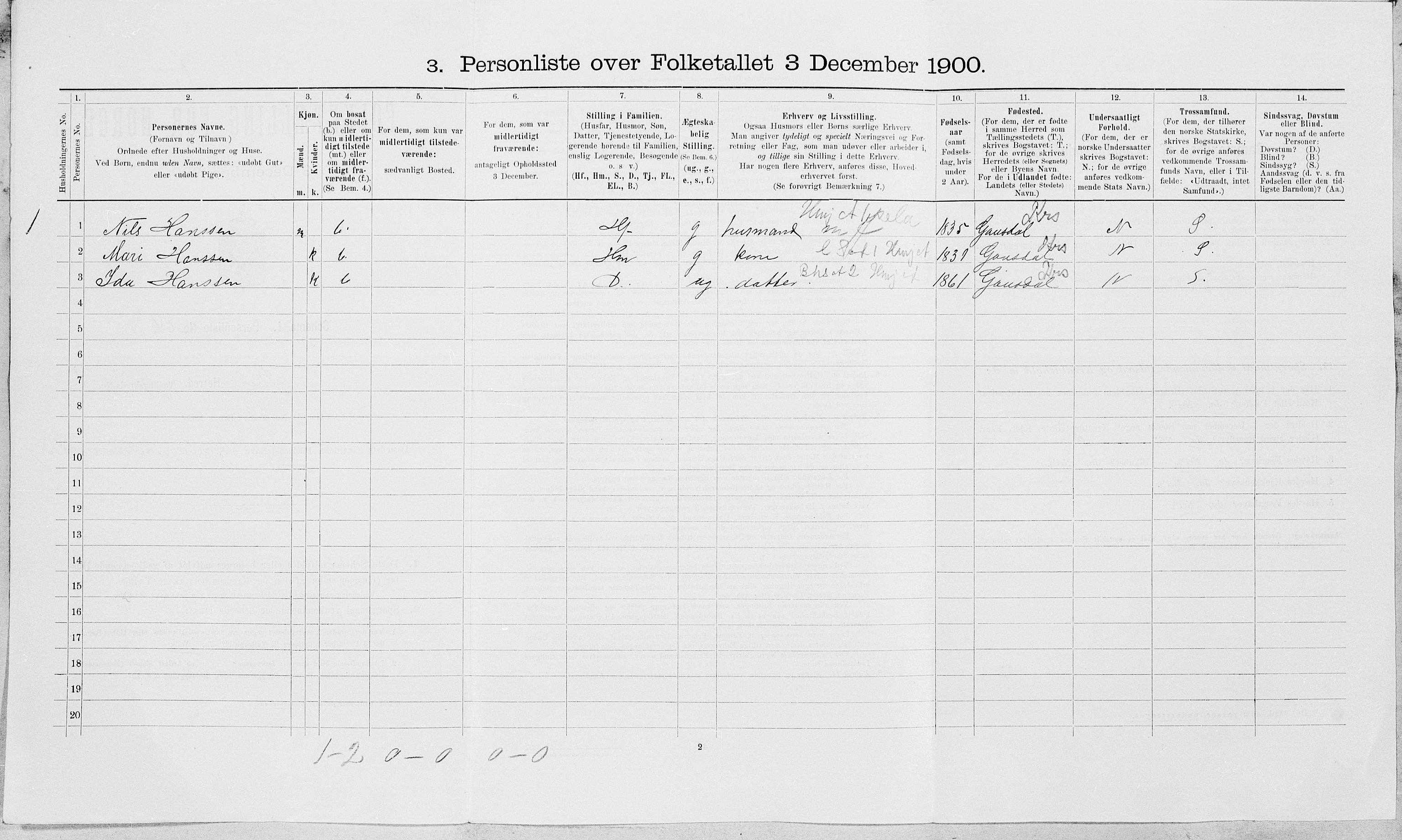 SAT, 1900 census for Skei, 1900, p. 21