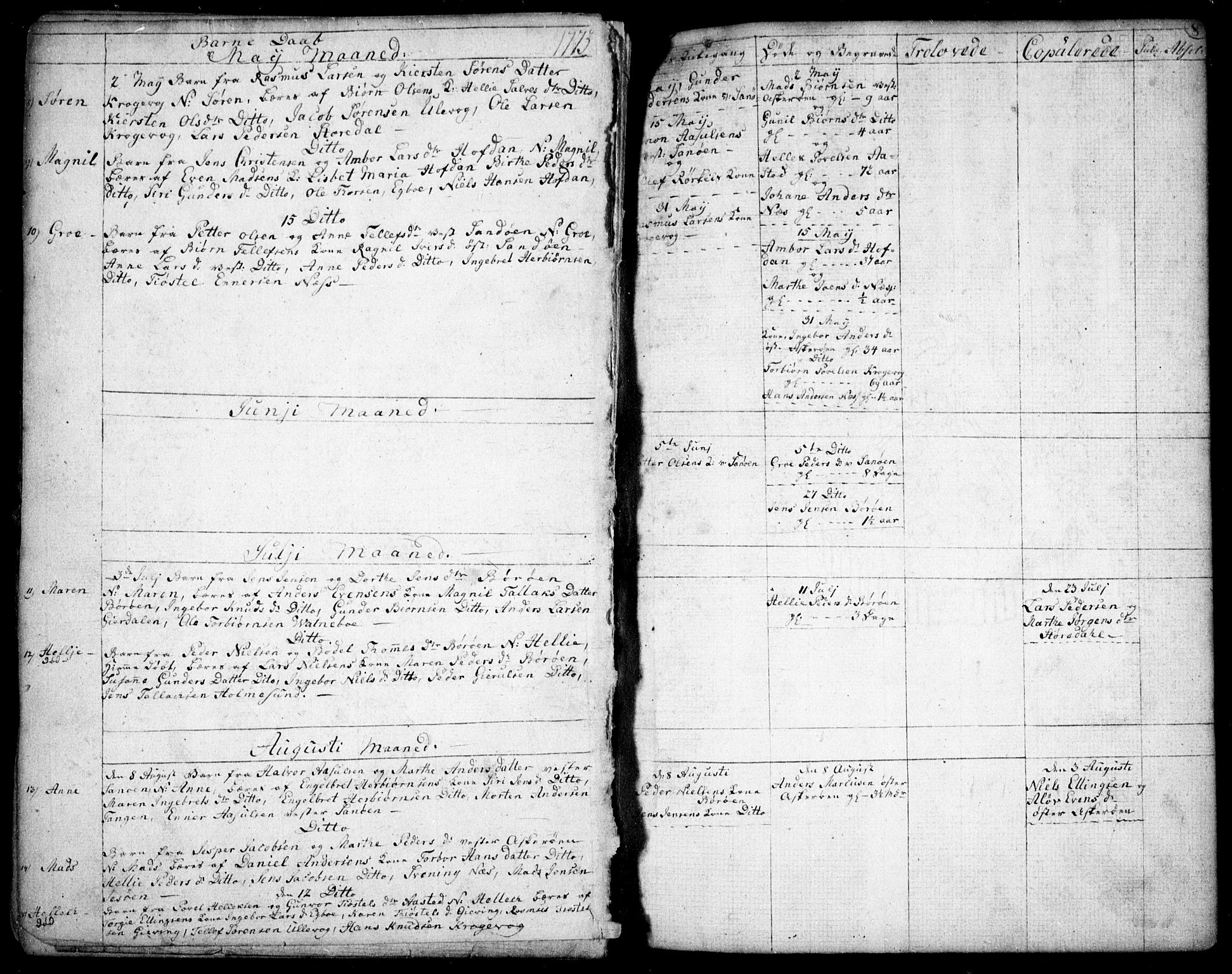 Dypvåg sokneprestkontor, SAK/1111-0007/F/Fb/Fba/L0007: Parish register (copy) no. B 7, 1762-1810, p. 8