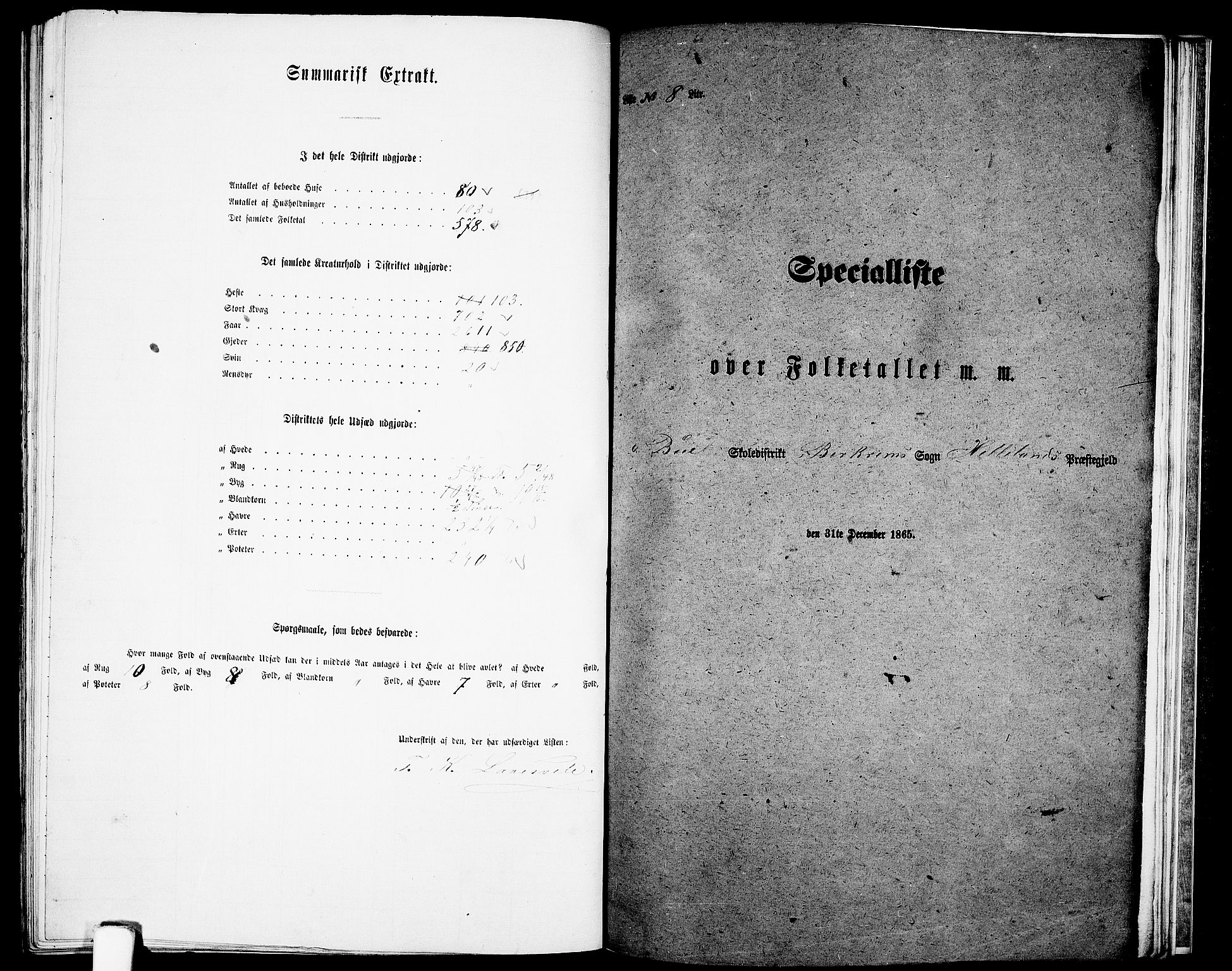 RA, 1865 census for Helleland, 1865, p. 122