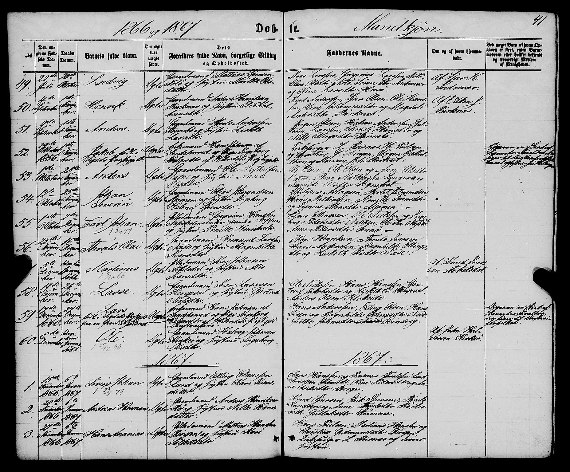 Gulen sokneprestembete, AV/SAB-A-80201/H/Haa/Haaa/L0022: Parish register (official) no. A 22, 1859-1869, p. 41