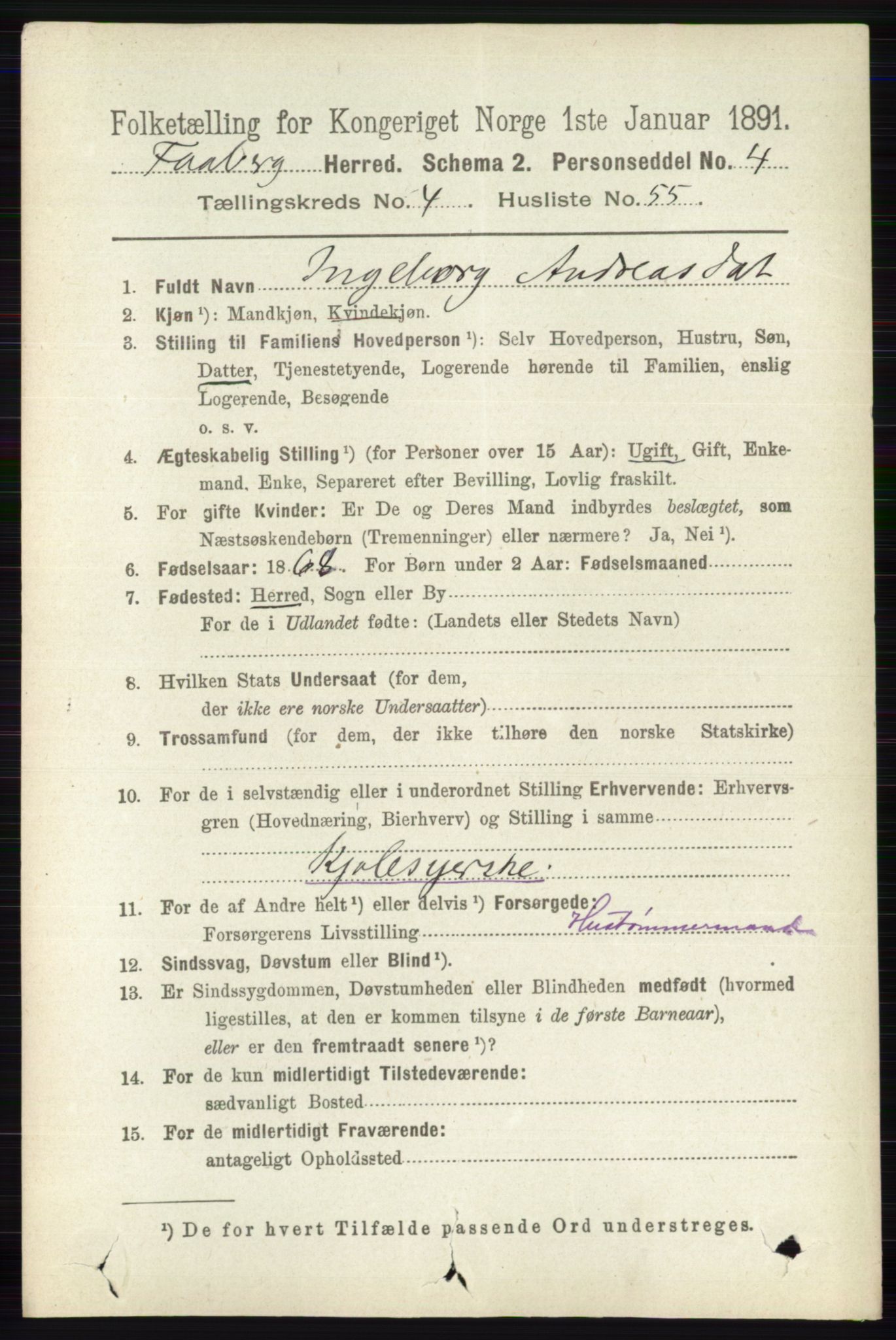 RA, 1891 census for 0524 Fåberg, 1891, p. 1547