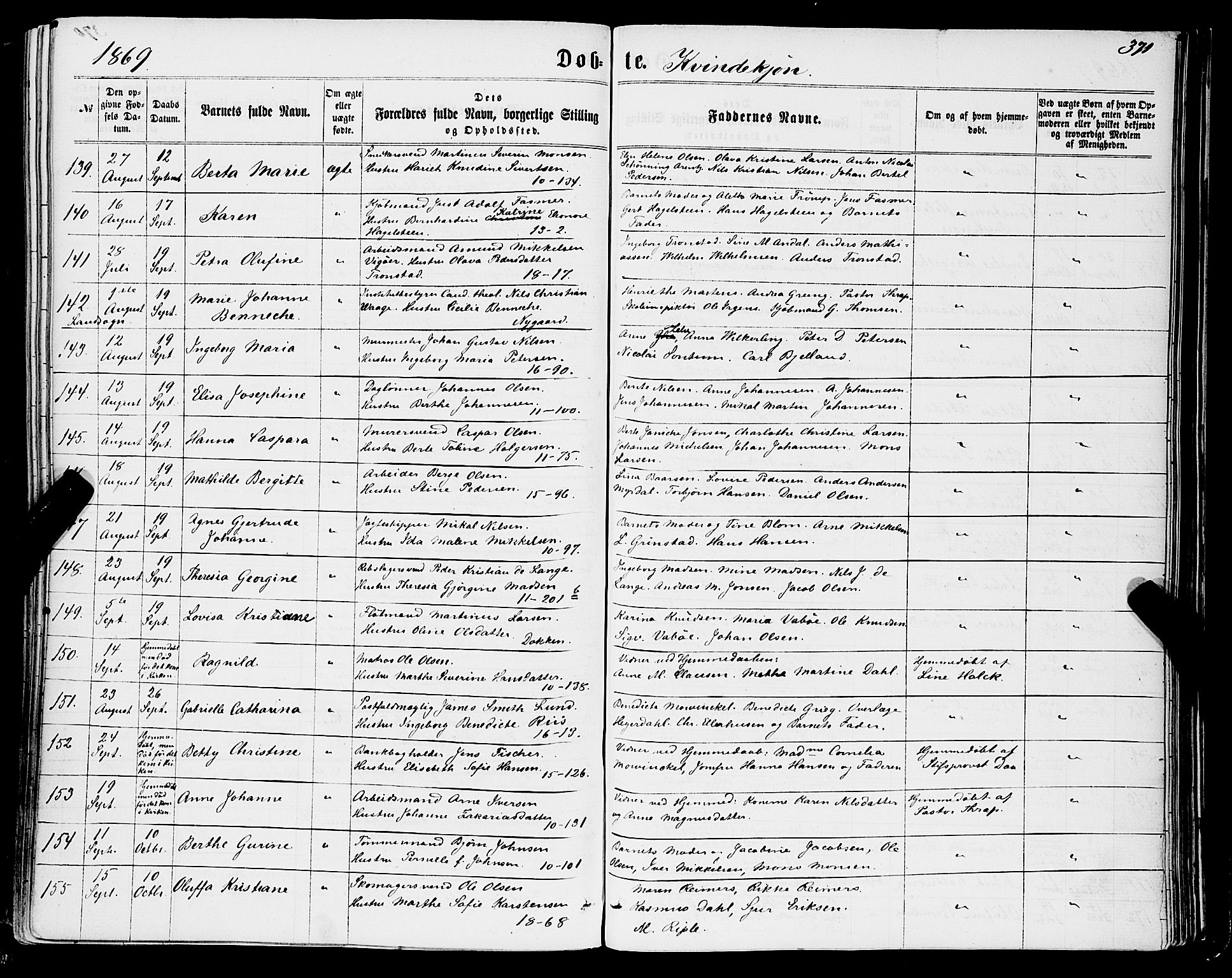 Domkirken sokneprestembete, SAB/A-74801/H/Haa/L0021: Parish register (official) no. B 4, 1859-1871, p. 371