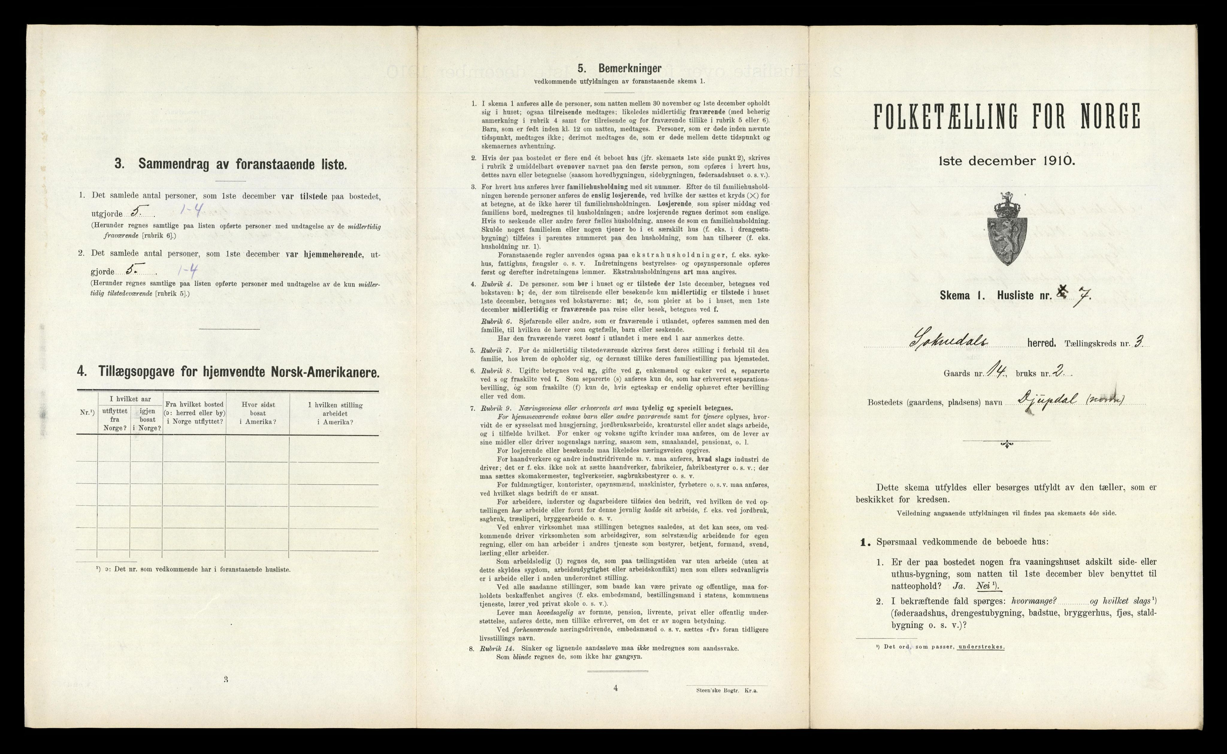 RA, 1910 census for Soknedal, 1910, p. 207