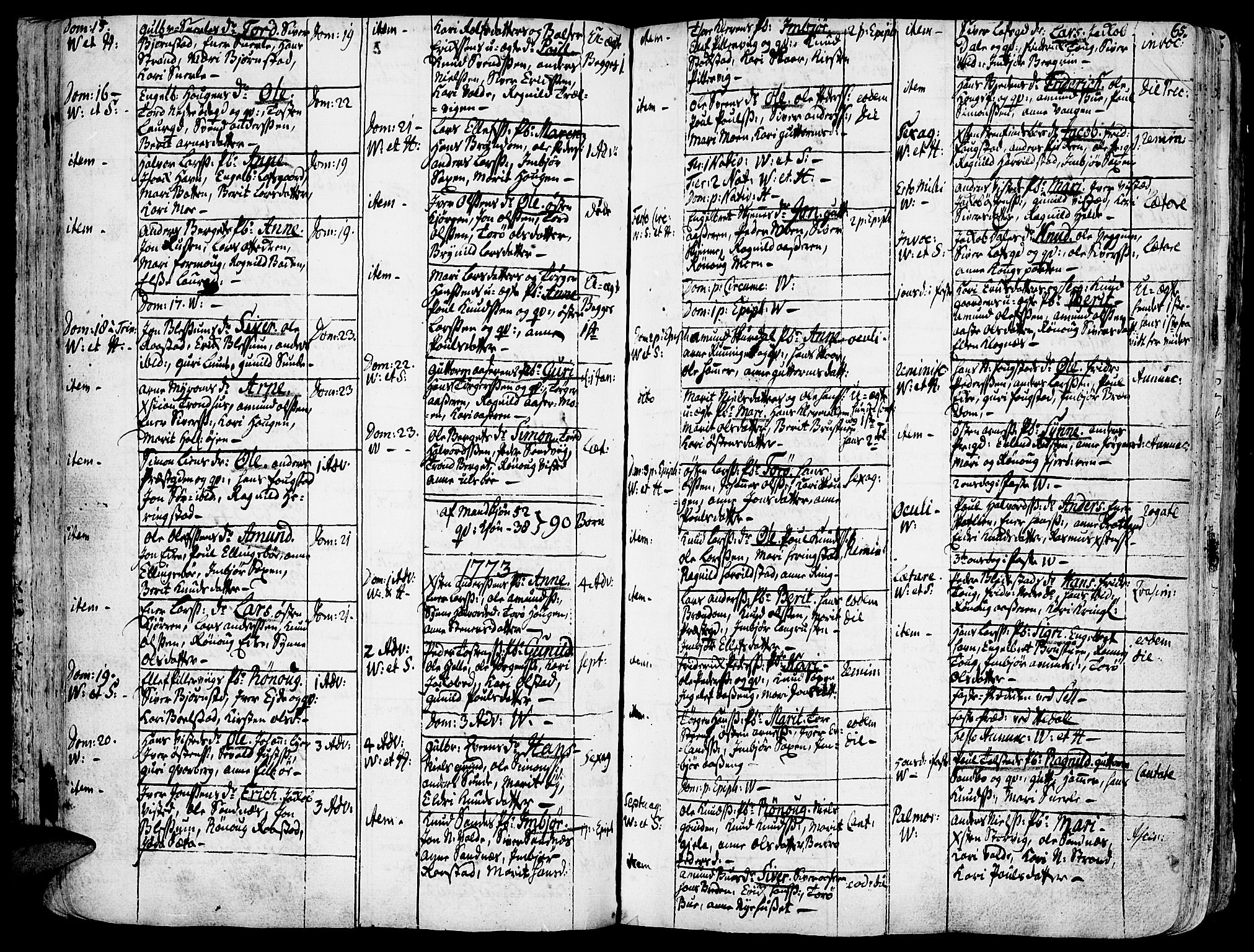 Vågå prestekontor, SAH/PREST-076/H/Ha/Haa/L0001: Parish register (official) no. 1, 1739-1810, p. 65