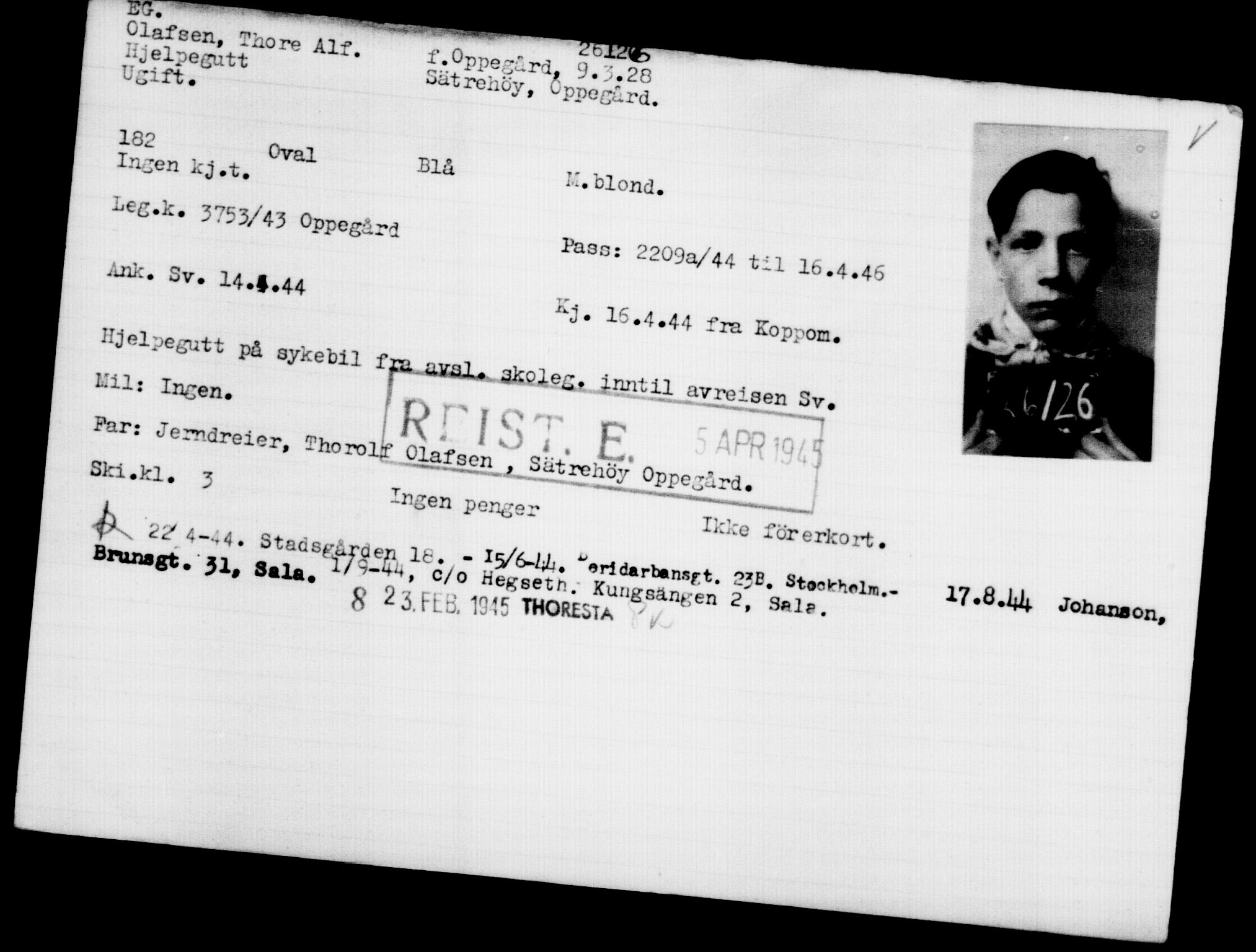 Den Kgl. Norske Legasjons Flyktningskontor, AV/RA-S-6753/V/Va/L0011: Kjesäterkartoteket.  Flyktningenr. 25300-28349, 1940-1945, p. 870