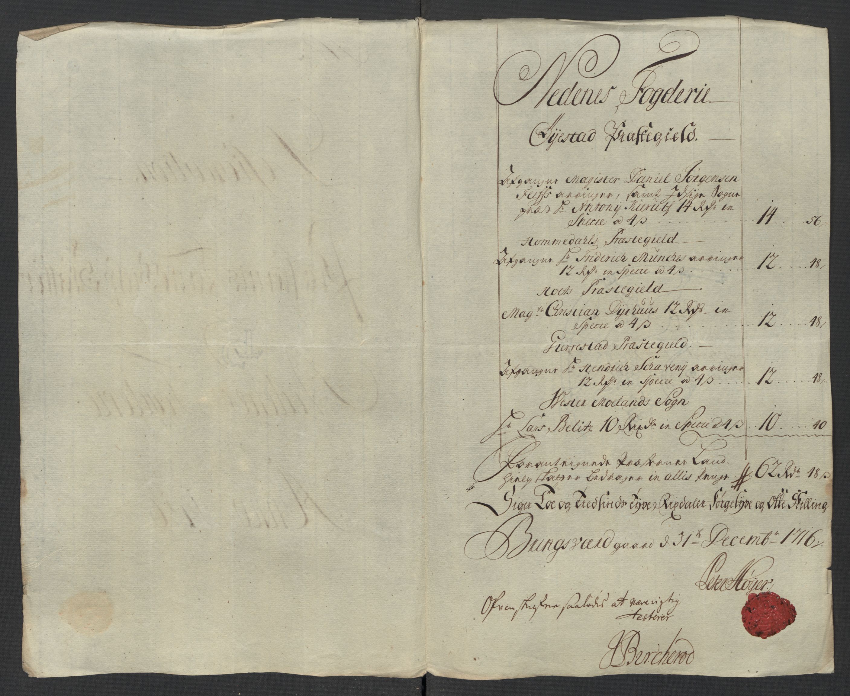 Rentekammeret inntil 1814, Reviderte regnskaper, Fogderegnskap, RA/EA-4092/R39/L2325: Fogderegnskap Nedenes, 1716, p. 125